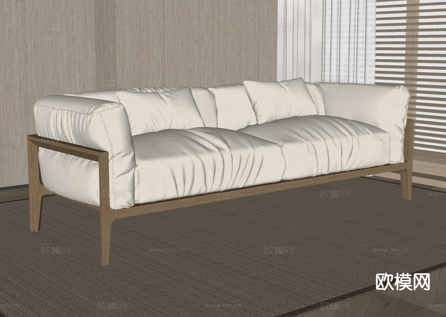 双人沙发 软体沙发su模型下载（渲染图1）