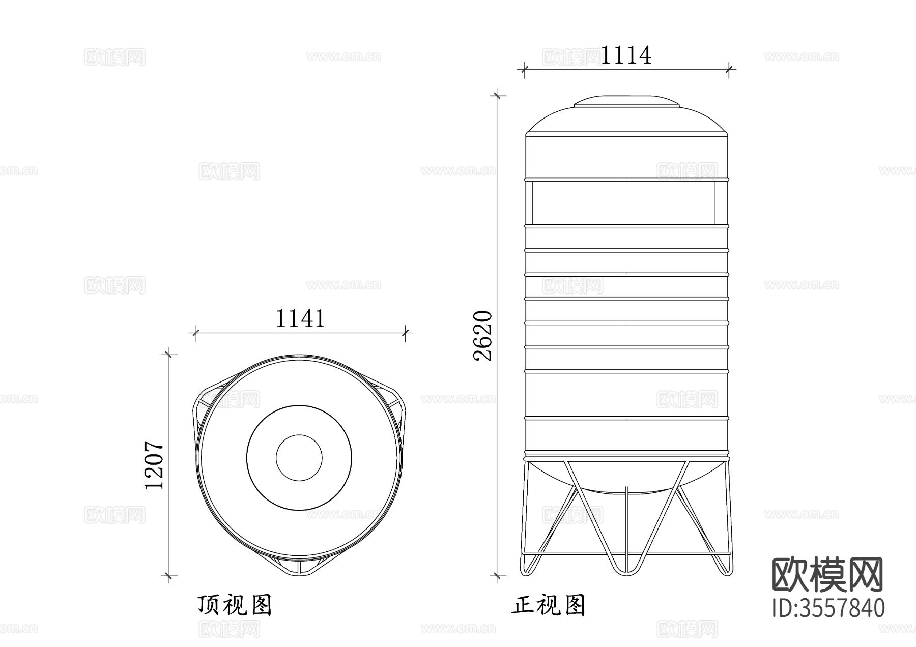 屋顶不锈钢水箱平立面图下载