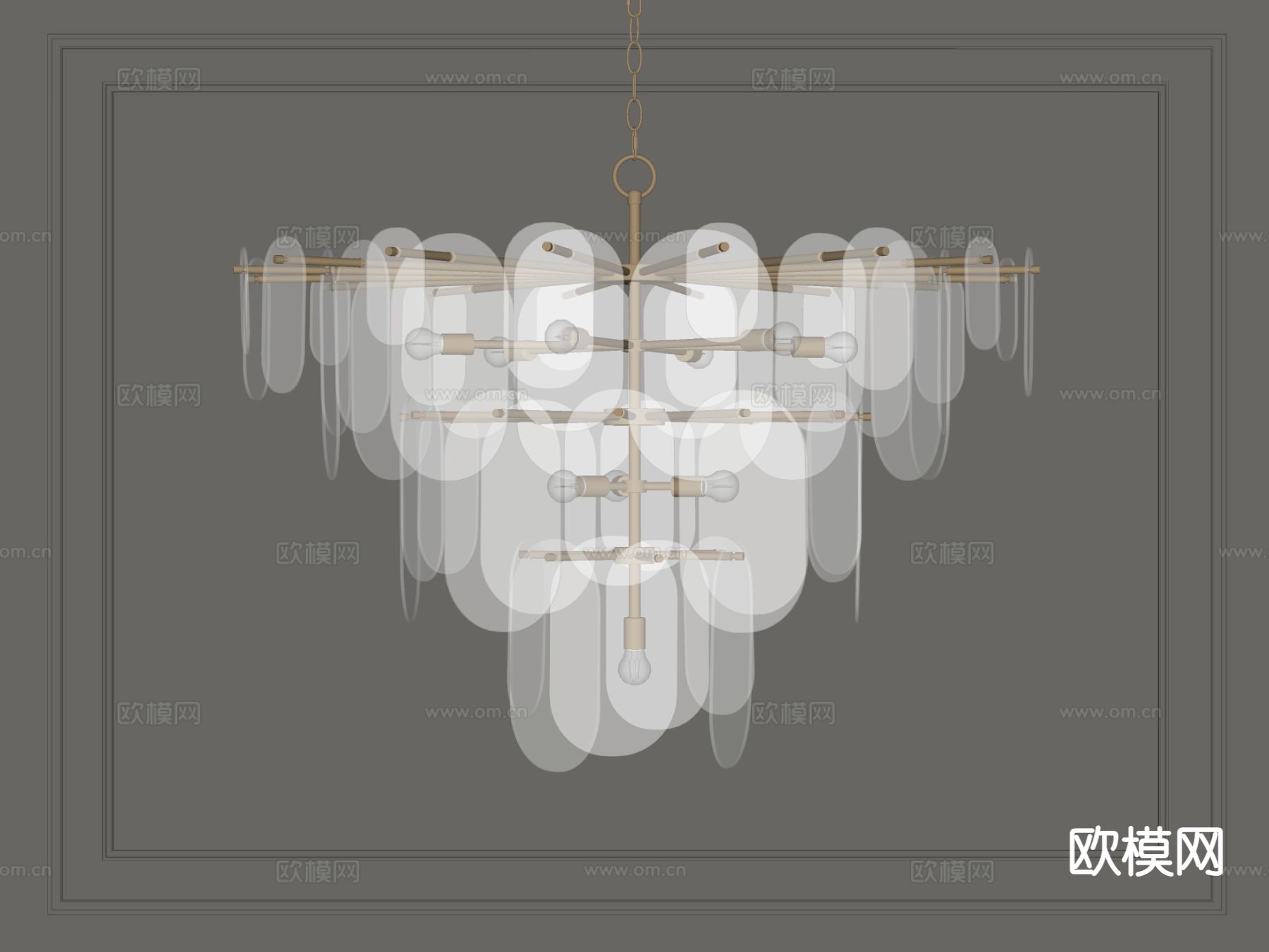 轻奢吊灯 玻璃吊灯su模型下载（渲染图1）