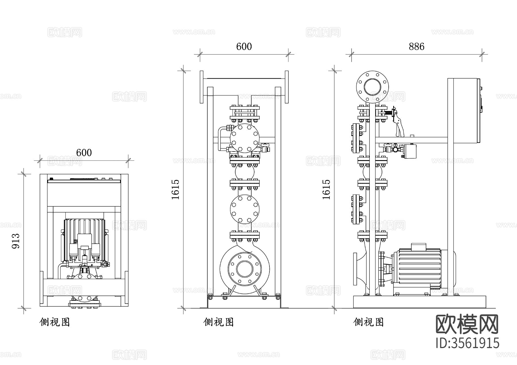 消防泵cad立面图下载
