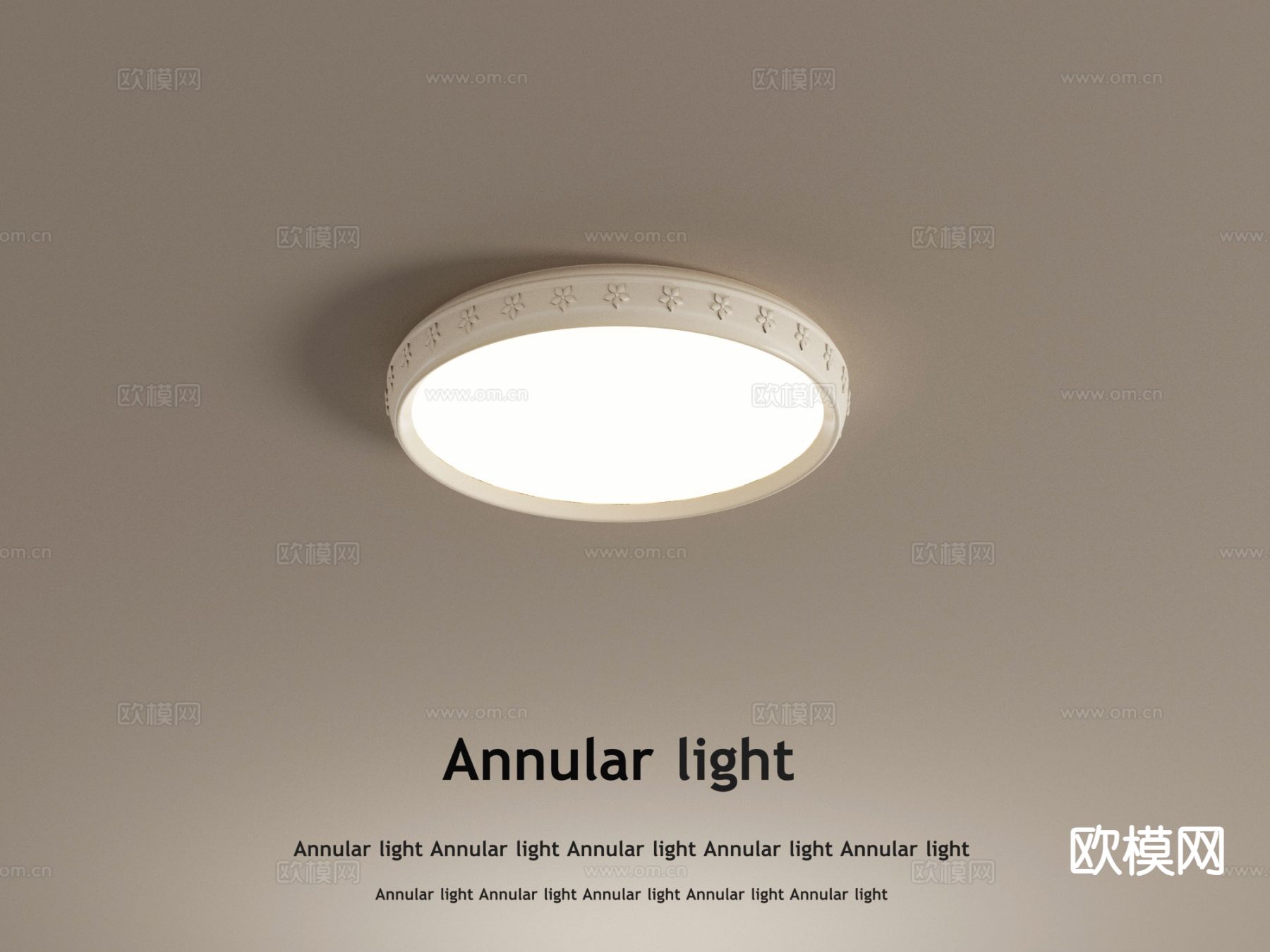 奶油风吸顶灯su模型下载（渲染图2）