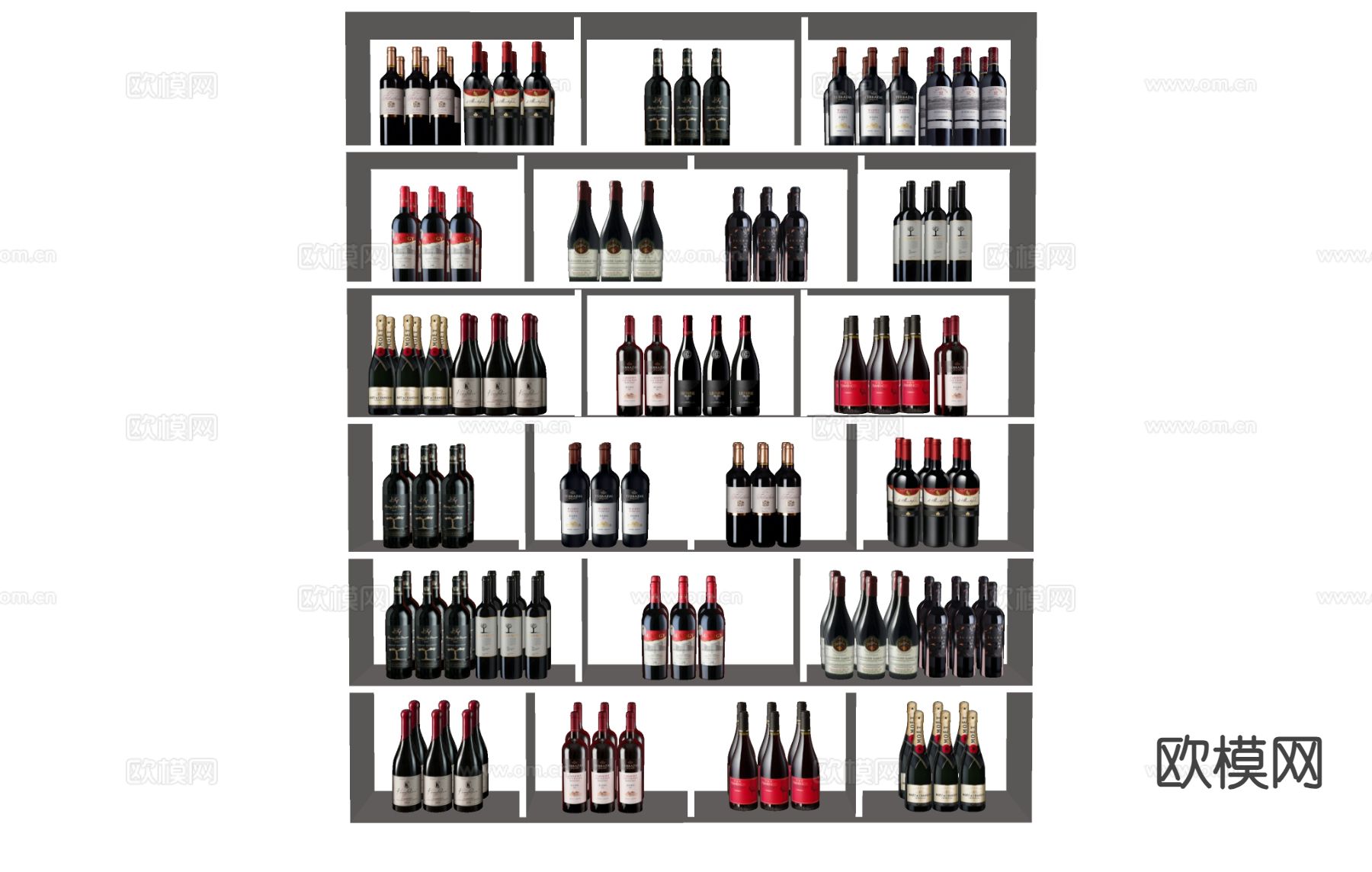 酒瓶 酒水 红酒 酒架su模型下载（渲染图1）