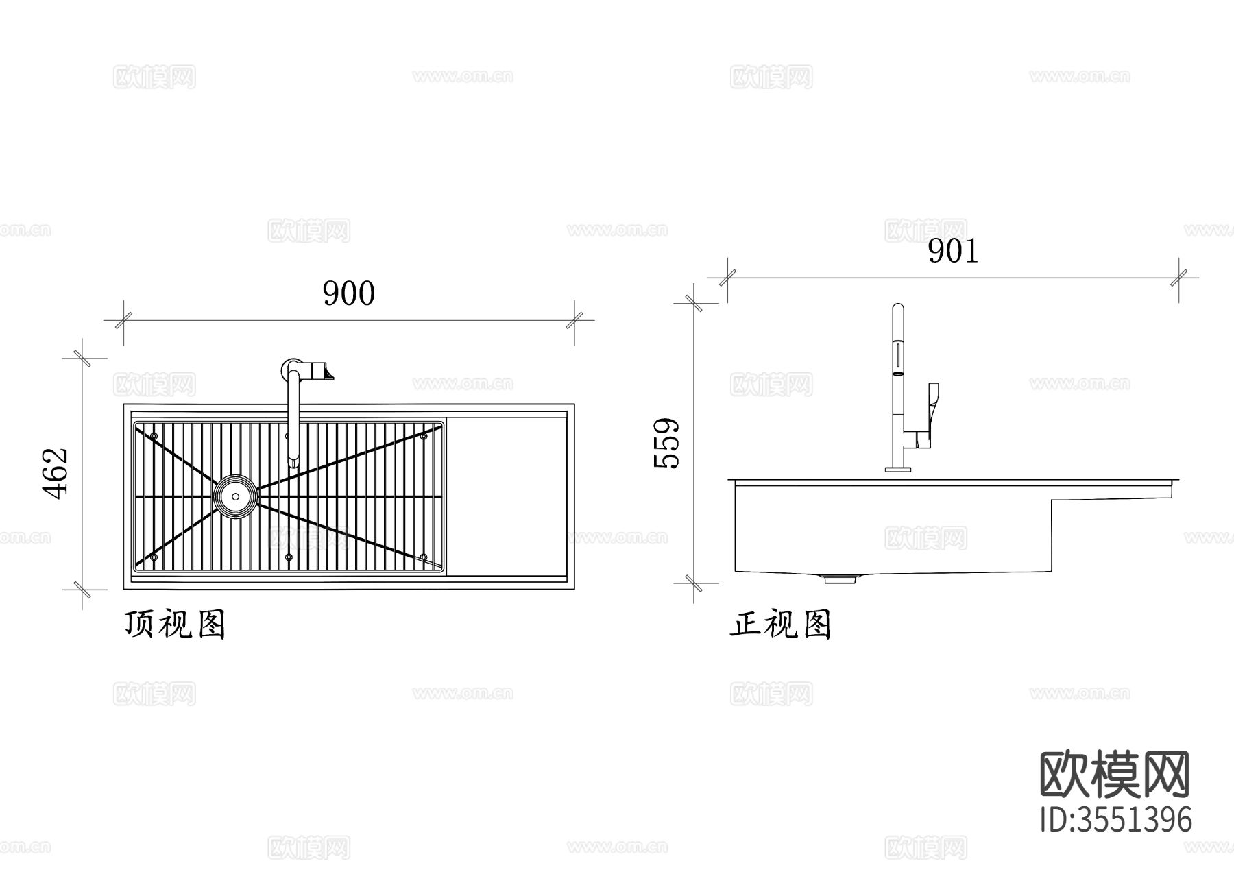 科勒洗碗机 水槽平立面图下载