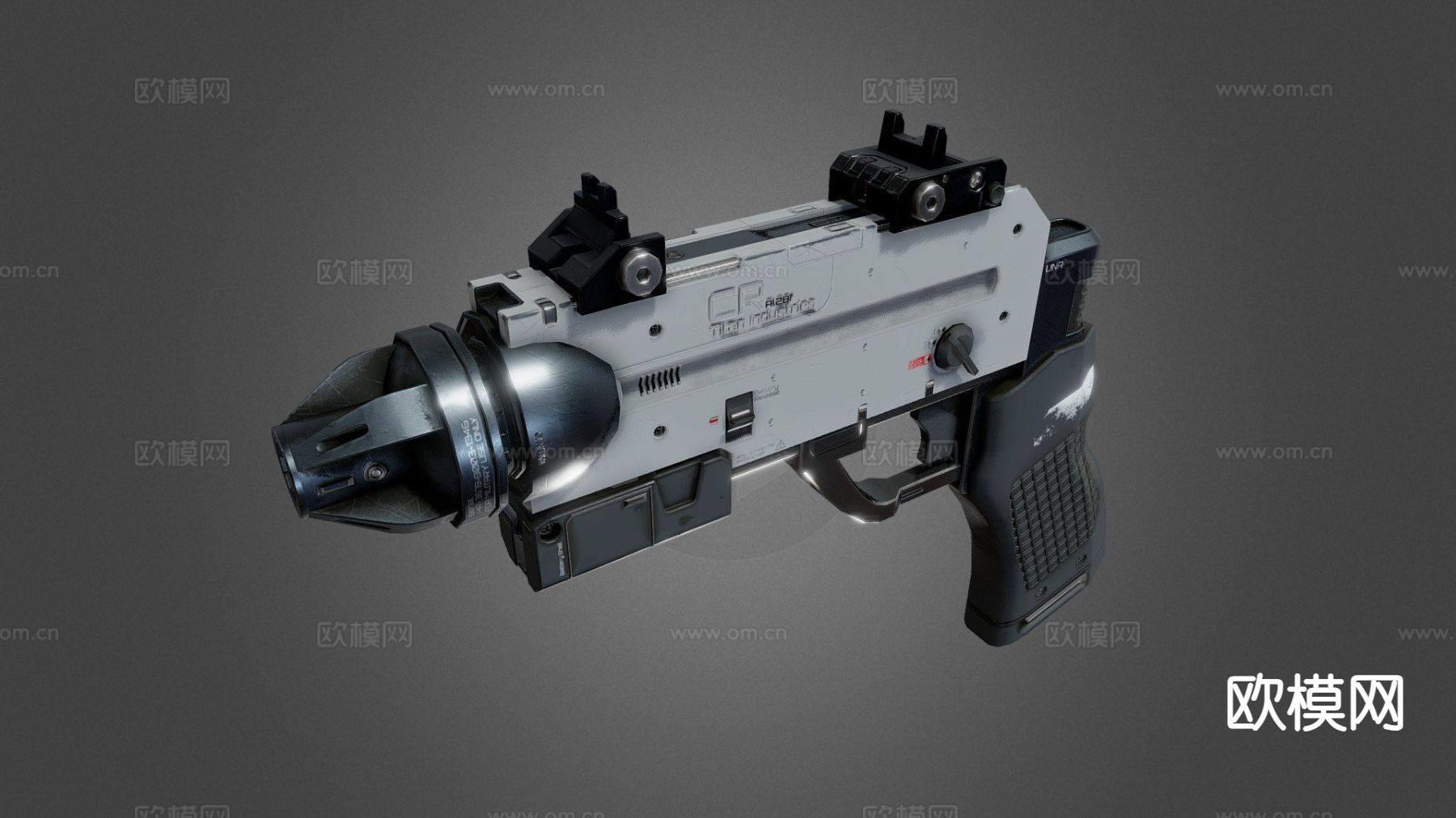 科幻激光手枪su模型下载（渲染图2）