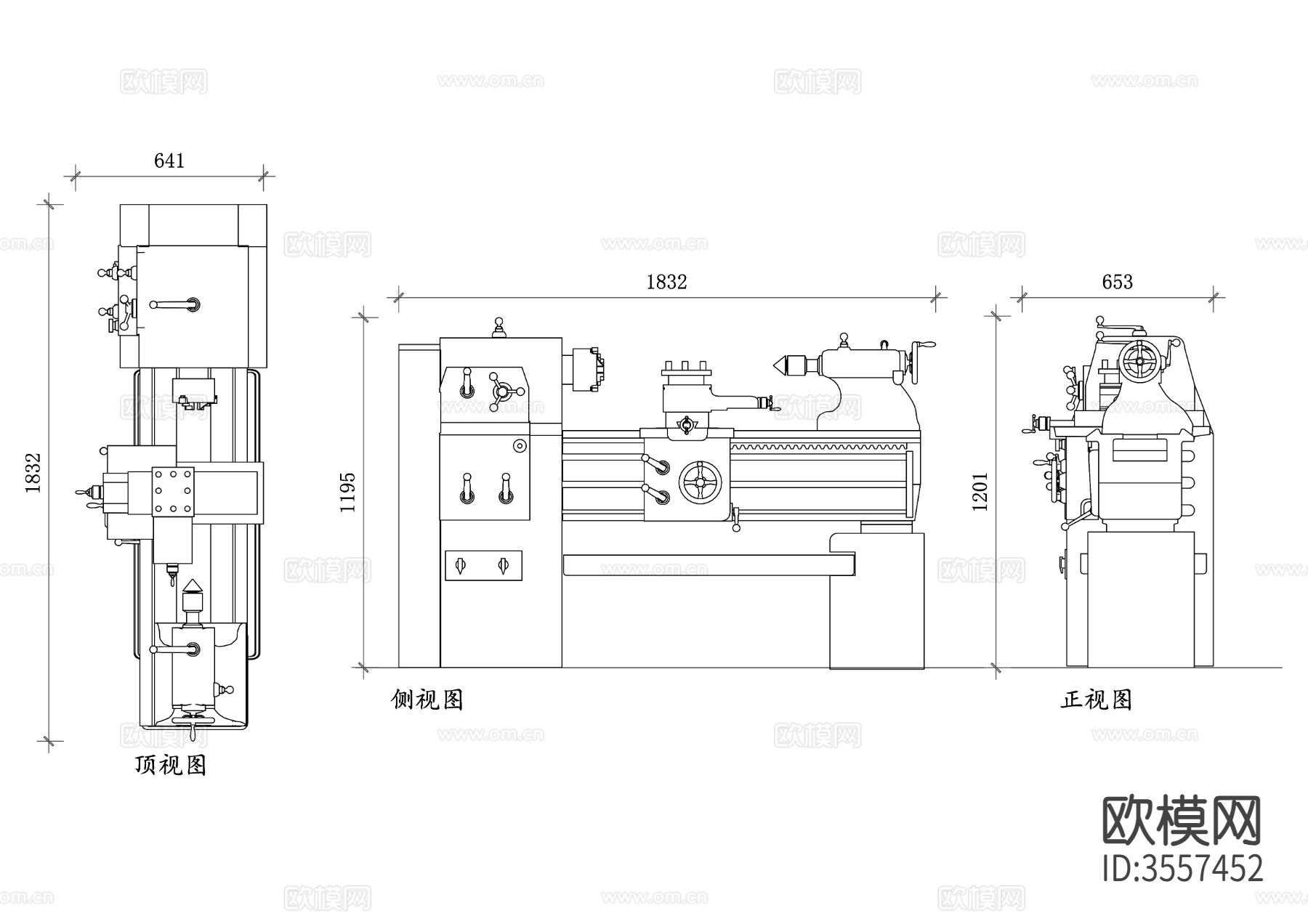 数控车床三视图cad大样图下载