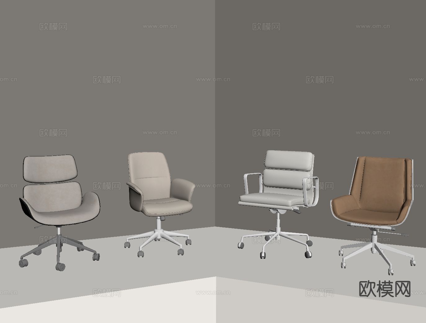 现代办公椅 写字椅 转椅su模型下载（渲染图1）