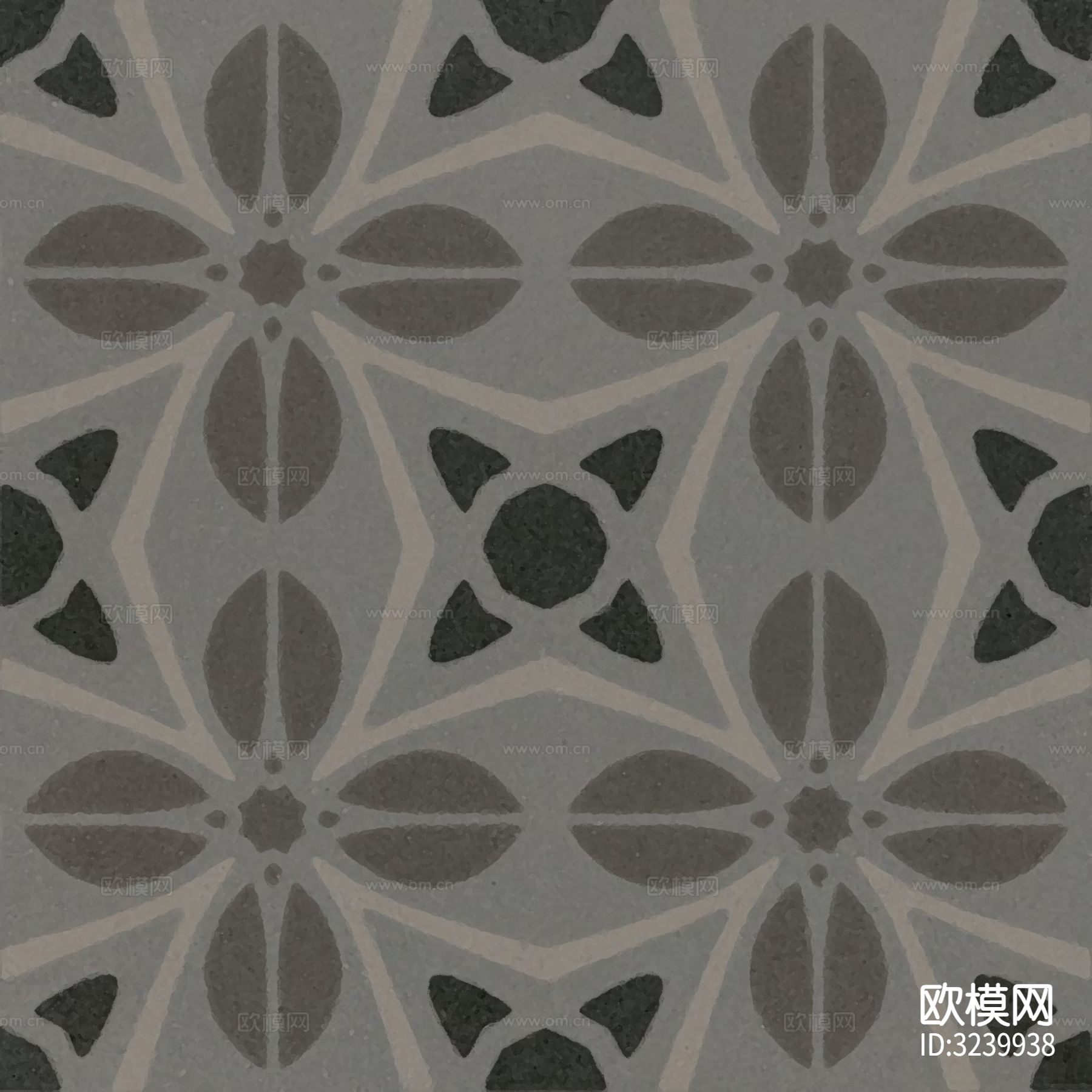 黑色现代简约花砖贴图下载