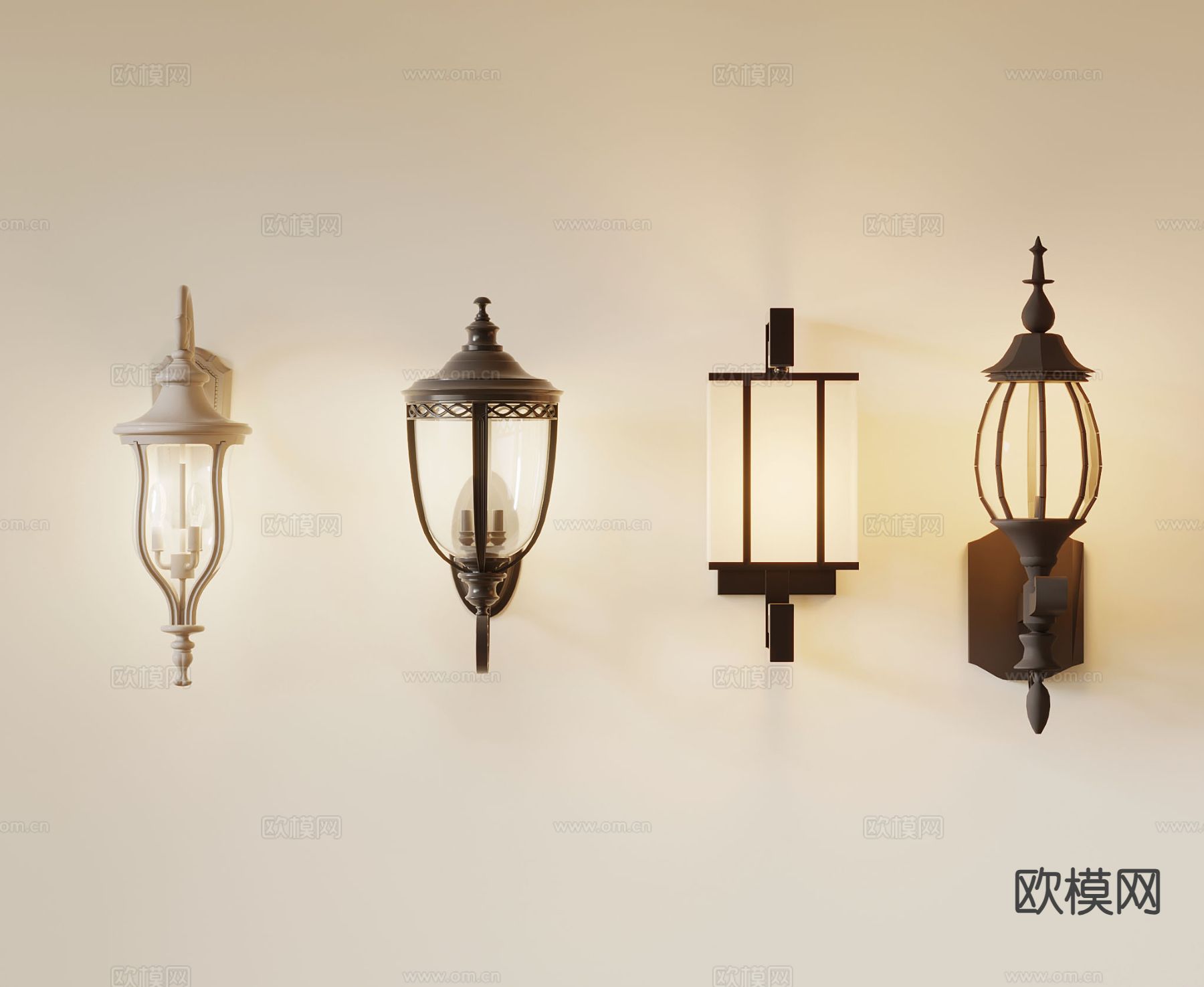 欧式壁灯 庭院壁灯su模型下载（渲染图2）