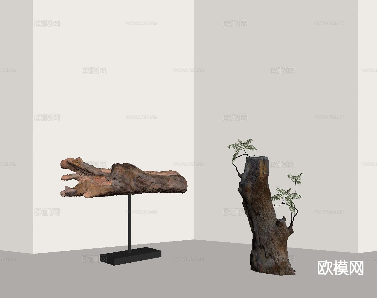 新中式雕塑 木头雕塑 艺术品su模型下载（渲染图1）