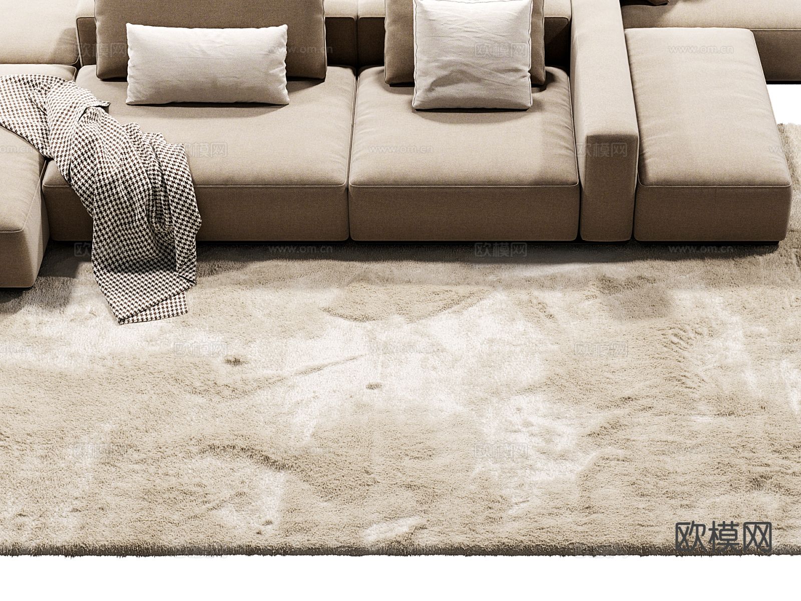 poliform 模块沙发 多人沙发su模型下载（渲染图2）