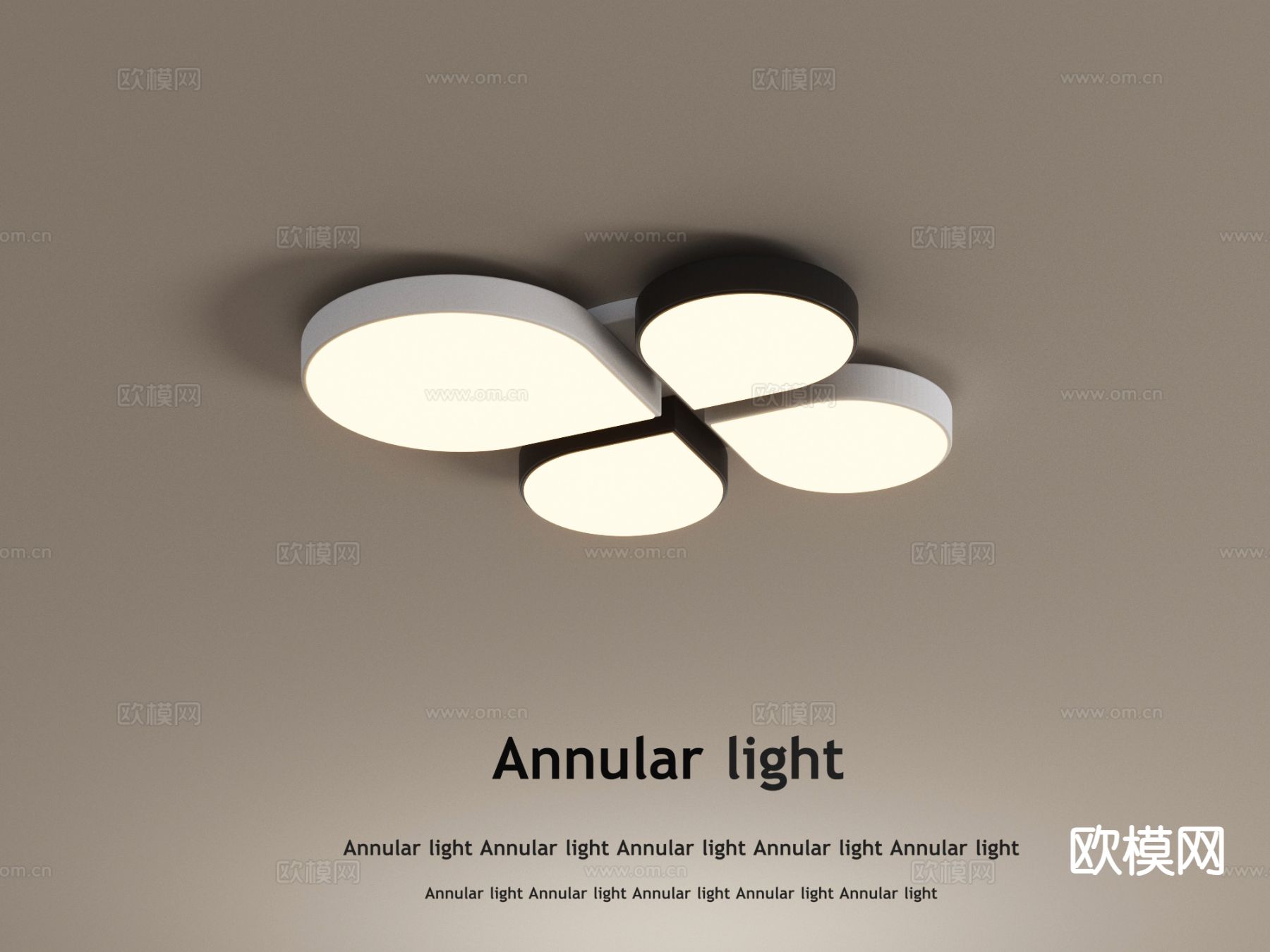 现代异形吸顶灯su模型下载（渲染图2）