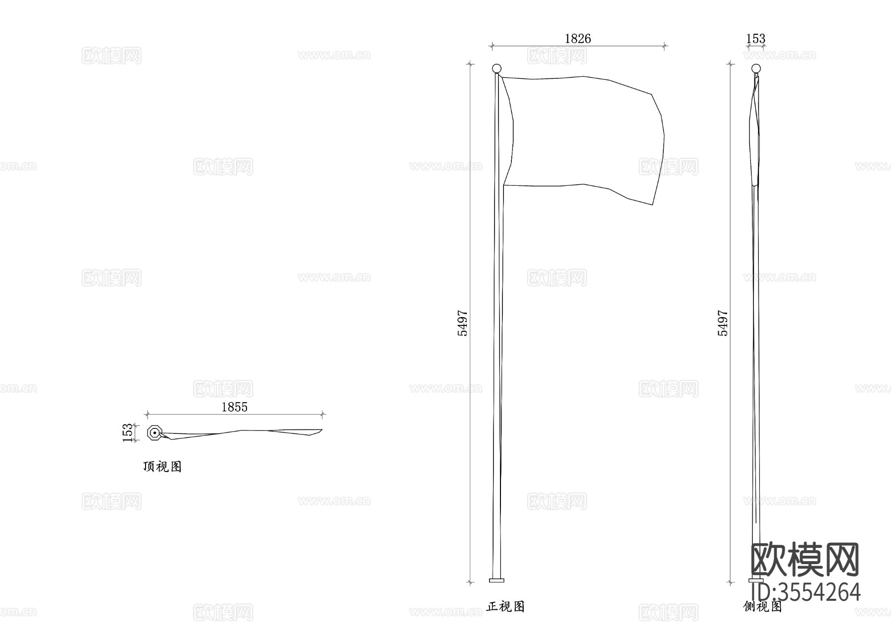 旗杆cad立面图下载