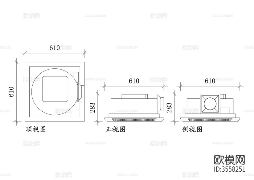 吸頂式排氣扇cad立面圖下載