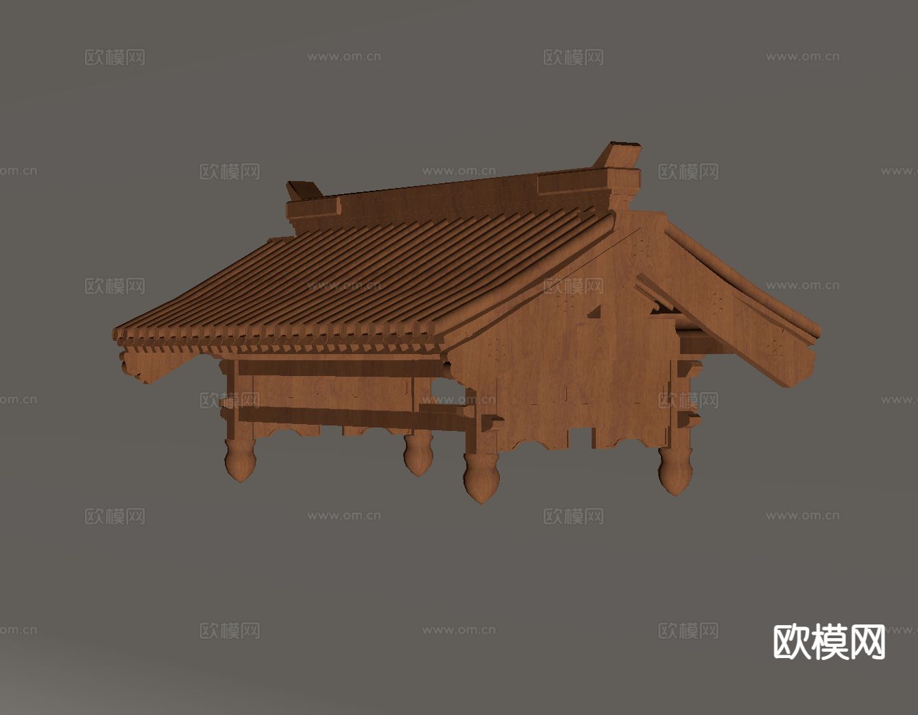 新中式门头 建筑构件 屋檐su模型下载（渲染图1）