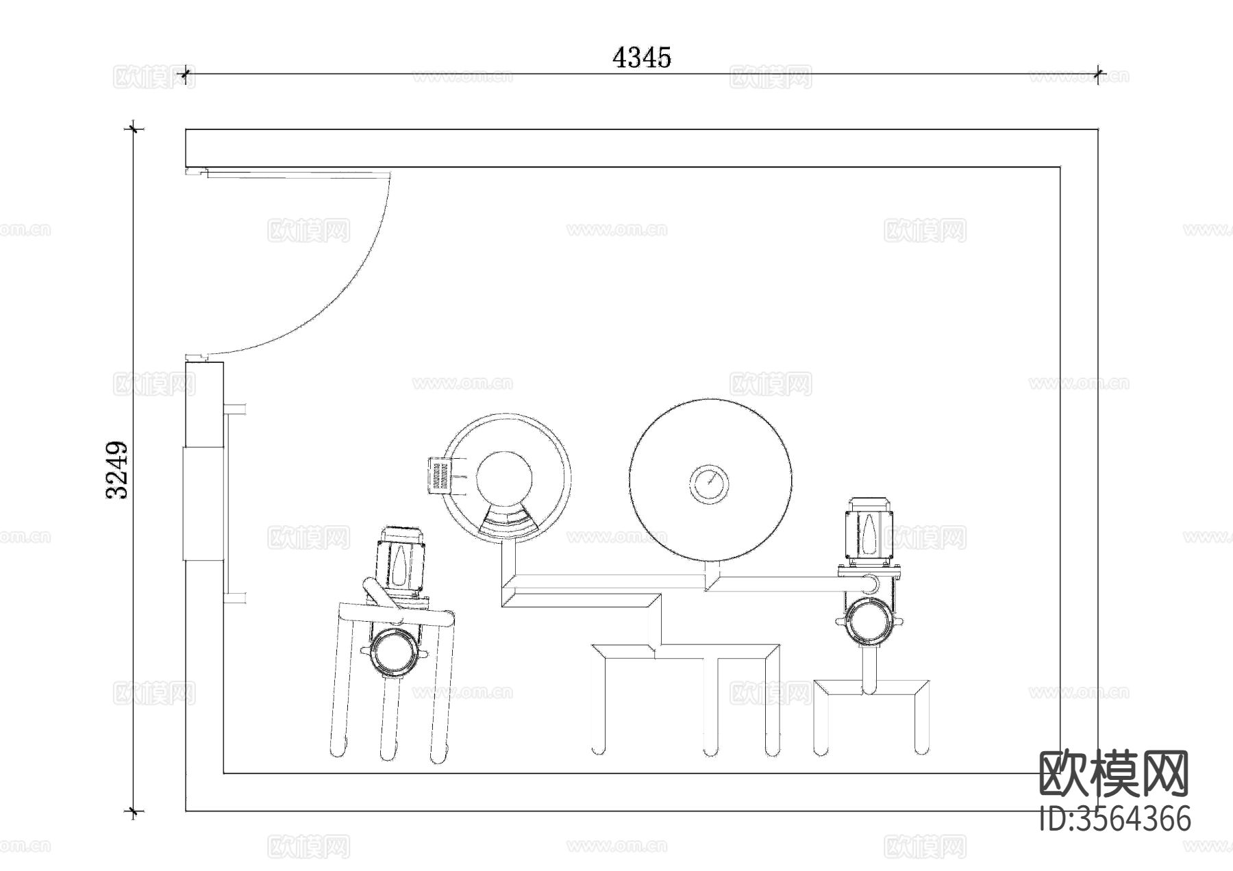 泳池水泵房CAD平面图下载