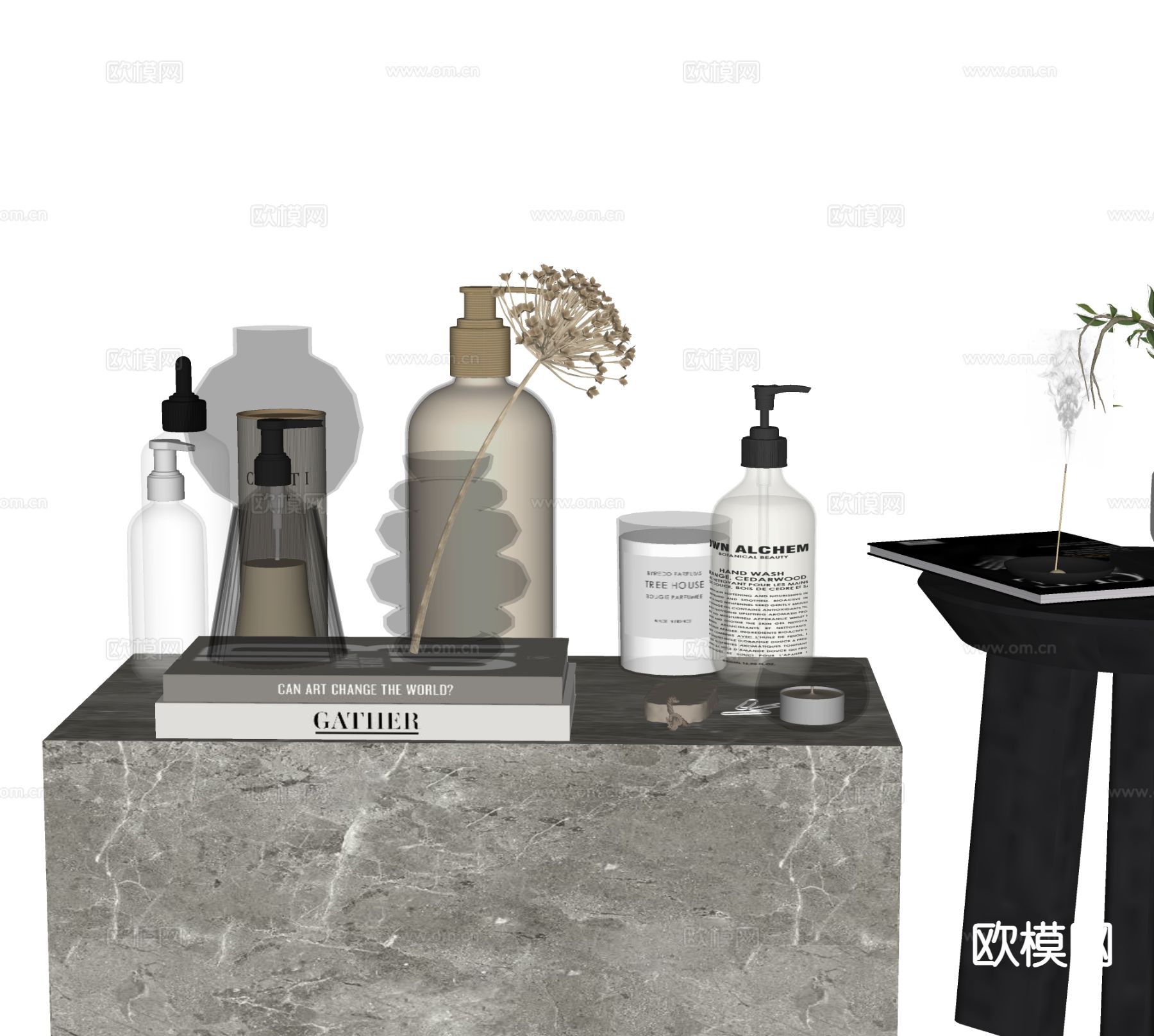 洗浴用品 洗发水 沐浴露 香薰灯su模型下载（渲染图1）