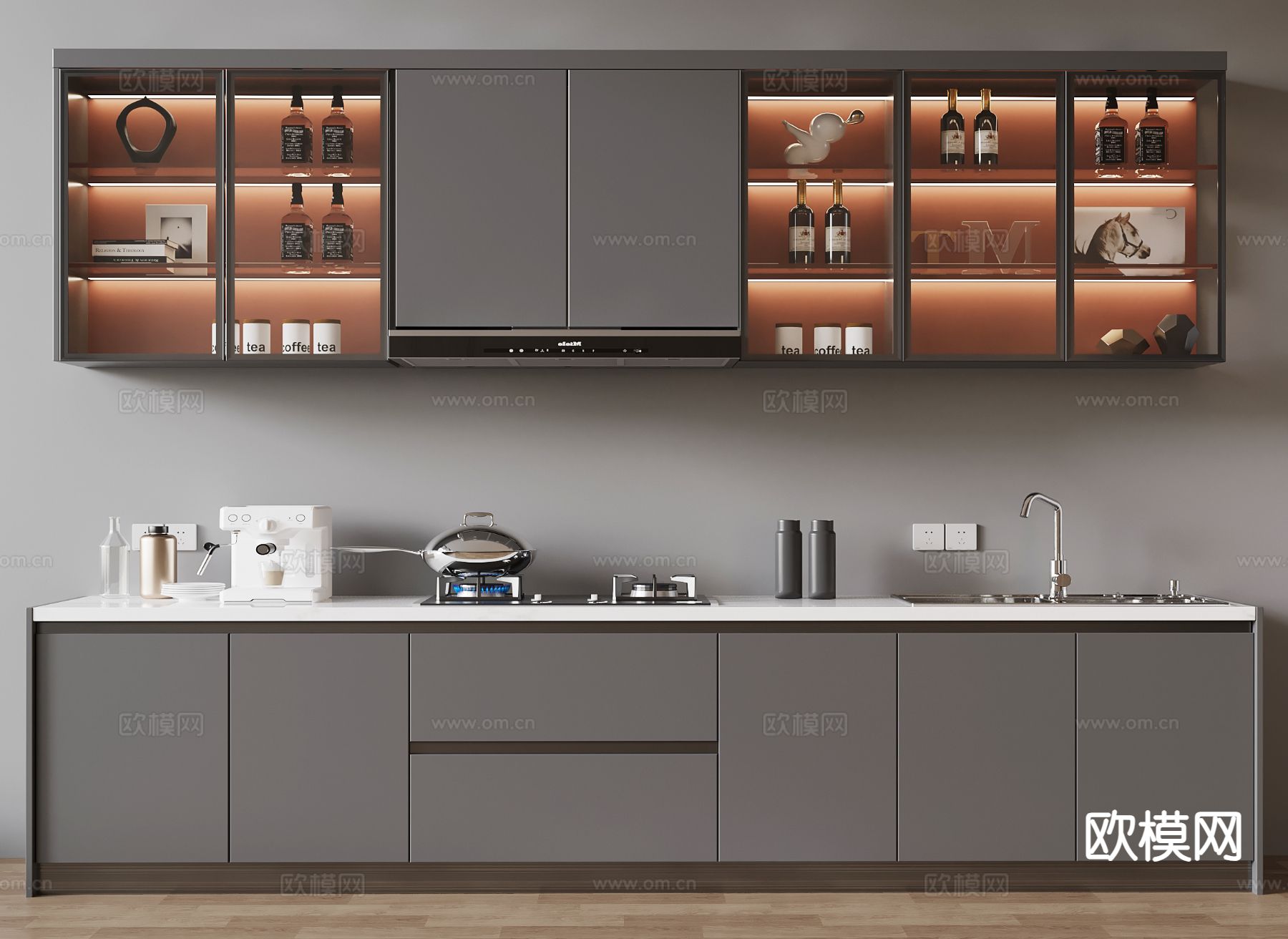现代橱柜 西厨su模型下载（渲染图2）
