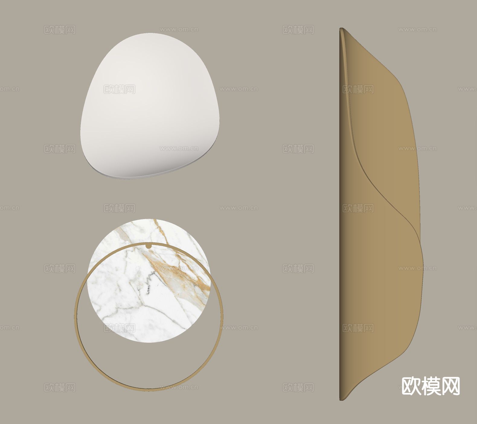 轻奢壁灯 圆形壁灯 墙灯su模型下载（渲染图1）