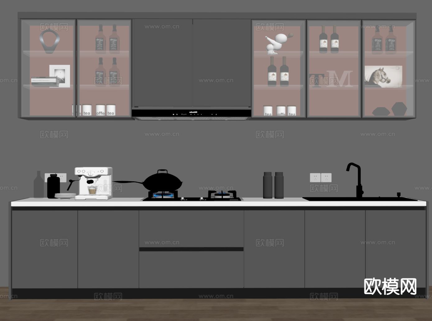 现代橱柜 西厨su模型下载（渲染图1）