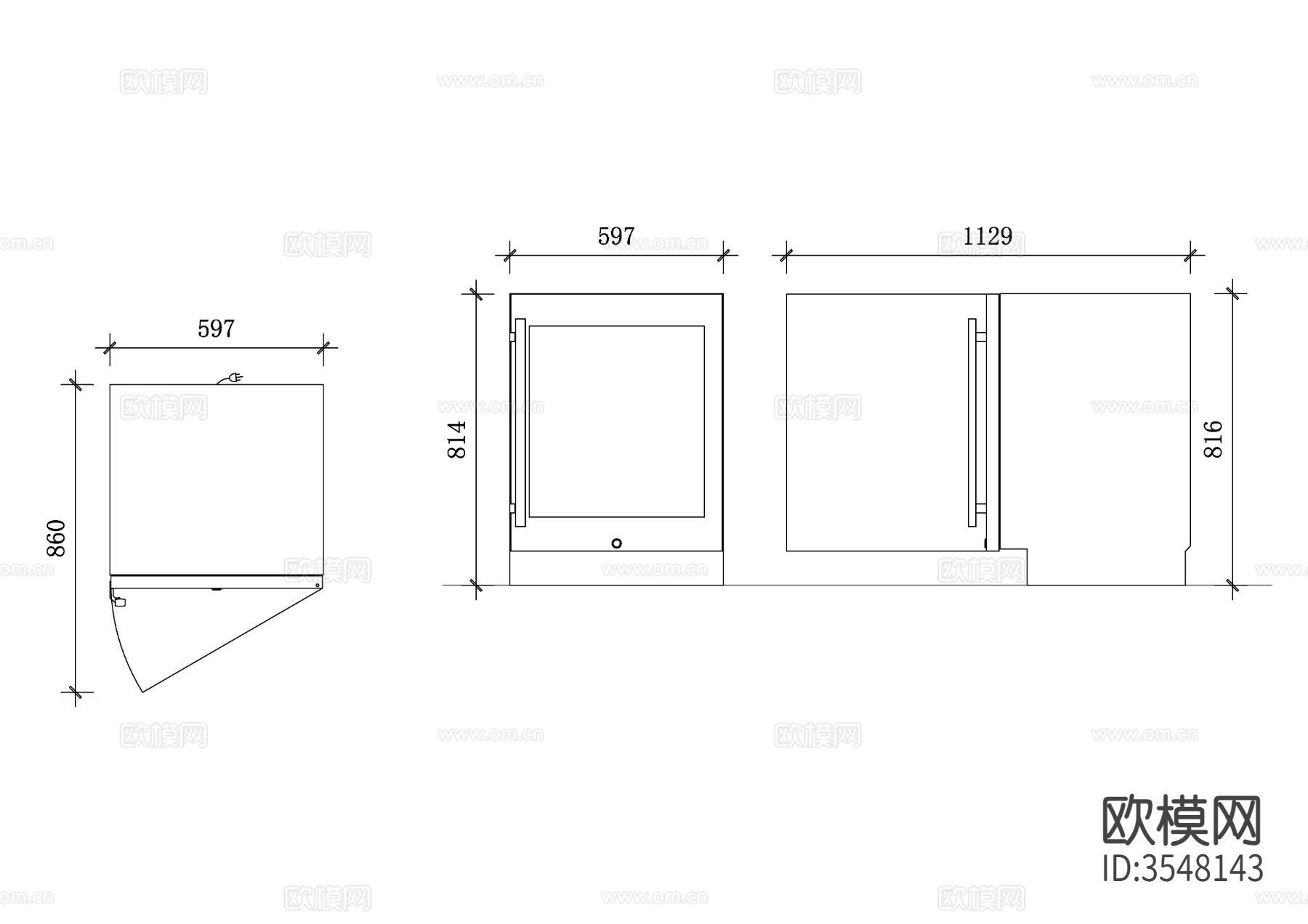 恒温酒柜cad立面图下载