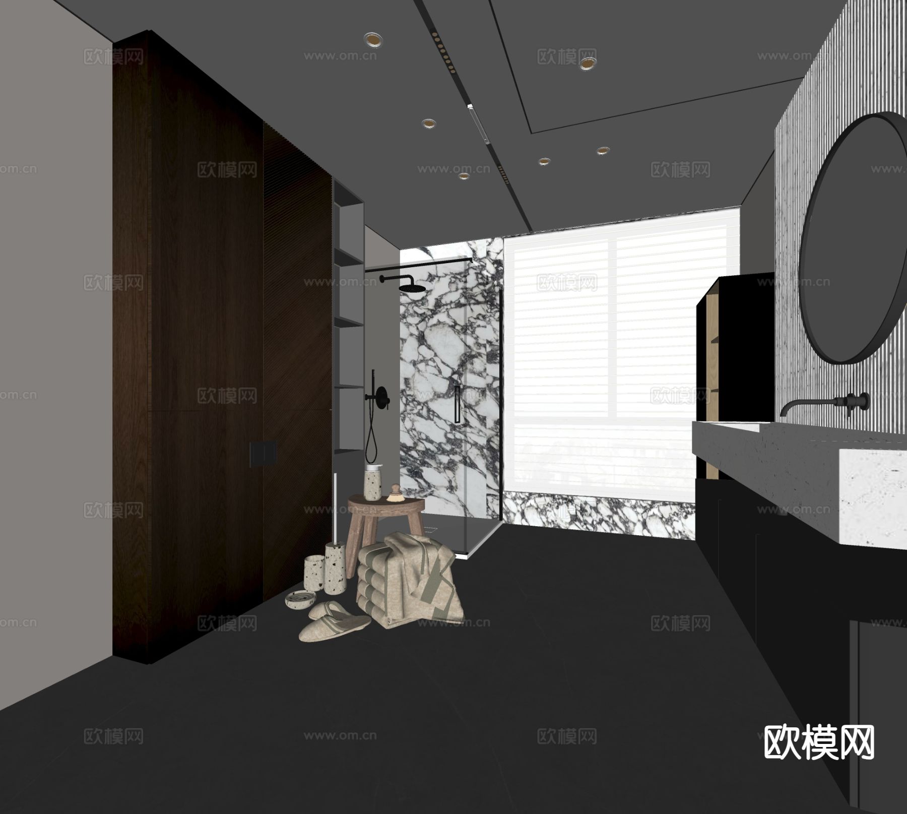 现代卫生间 浴室su模型下载（渲染图1）