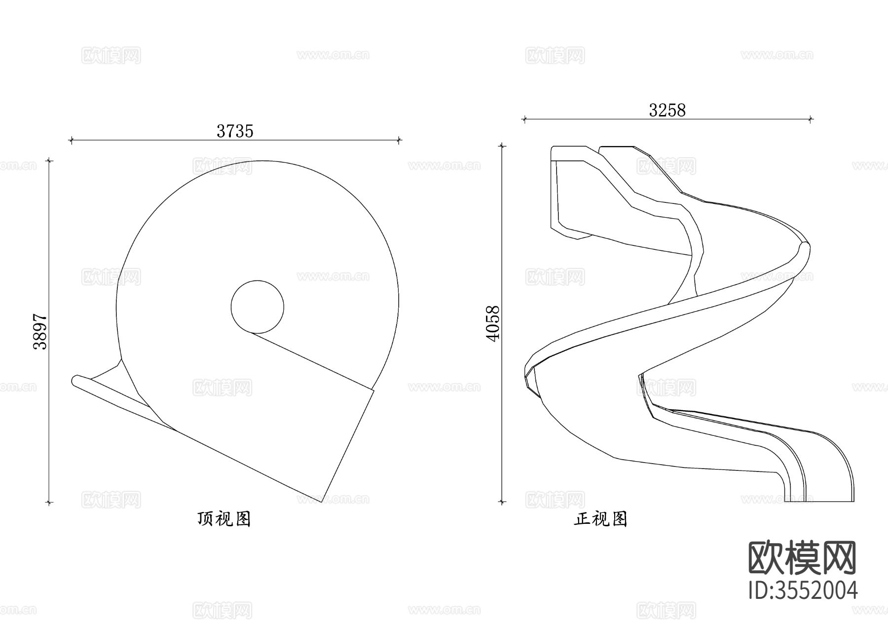 螺旋滑梯平立面图下载