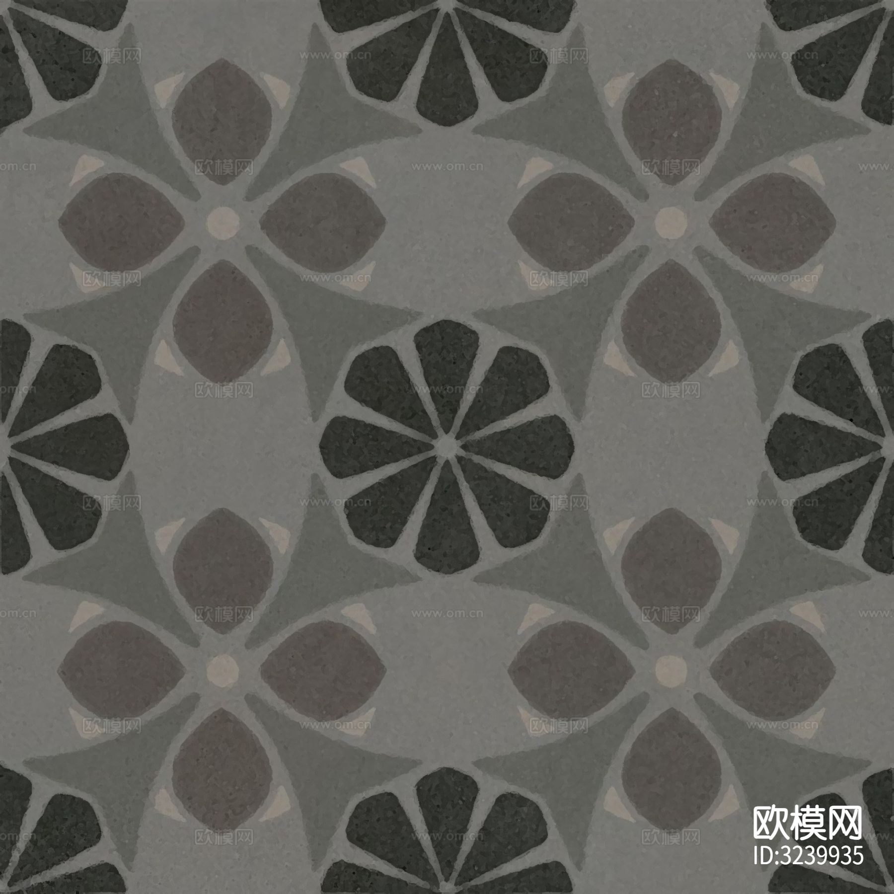 黑色现代简约花砖贴图下载