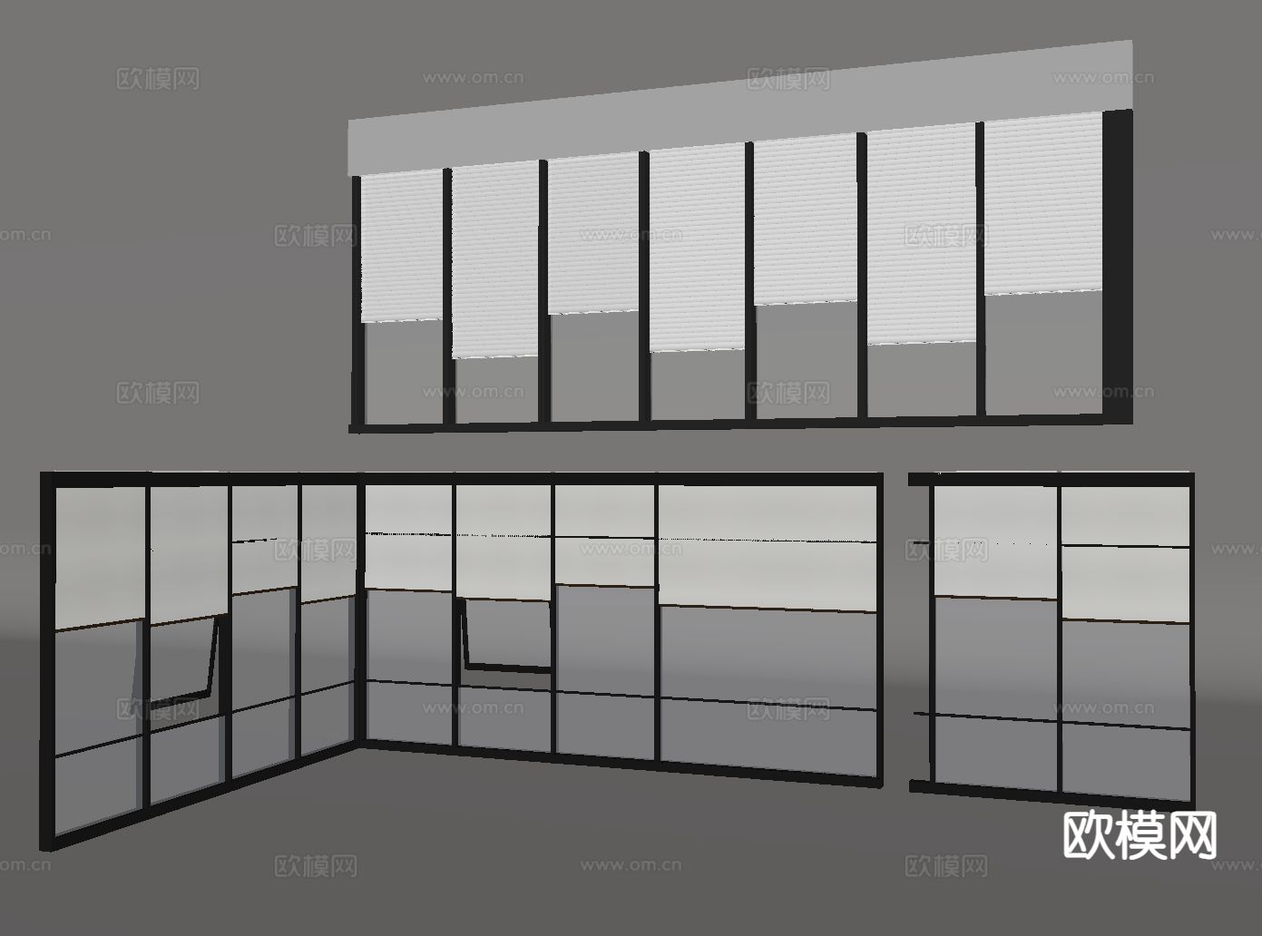 办公室窗户 玻璃幕墙su模型下载（渲染图1）