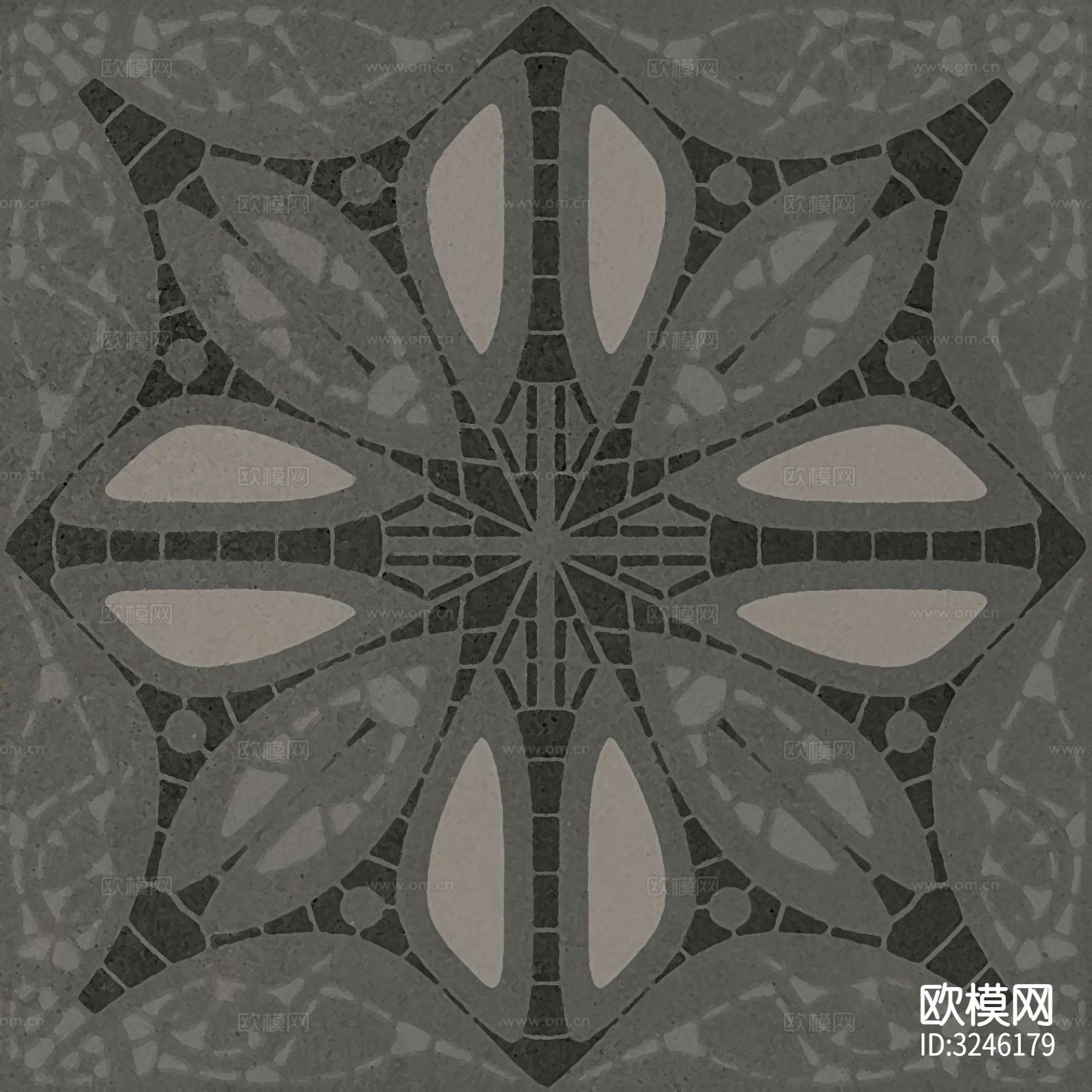 黑色现代简约花砖贴图下载（渲染图9）