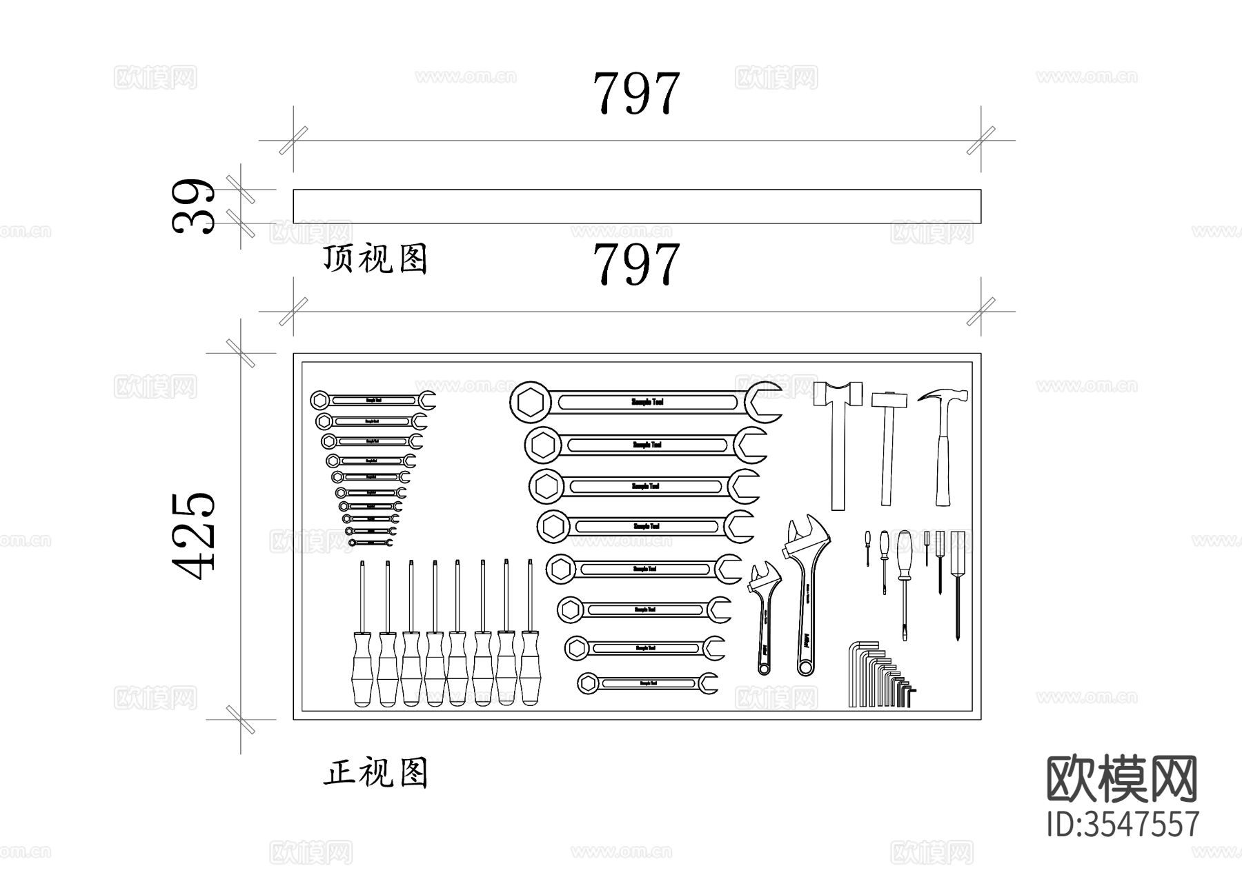工具展示板cad立面图下载