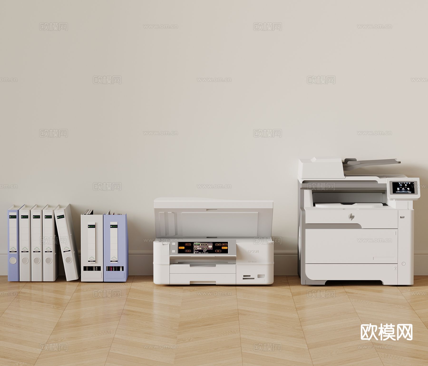 现代打印机 复印机 办公用品su模型下载（渲染图2）