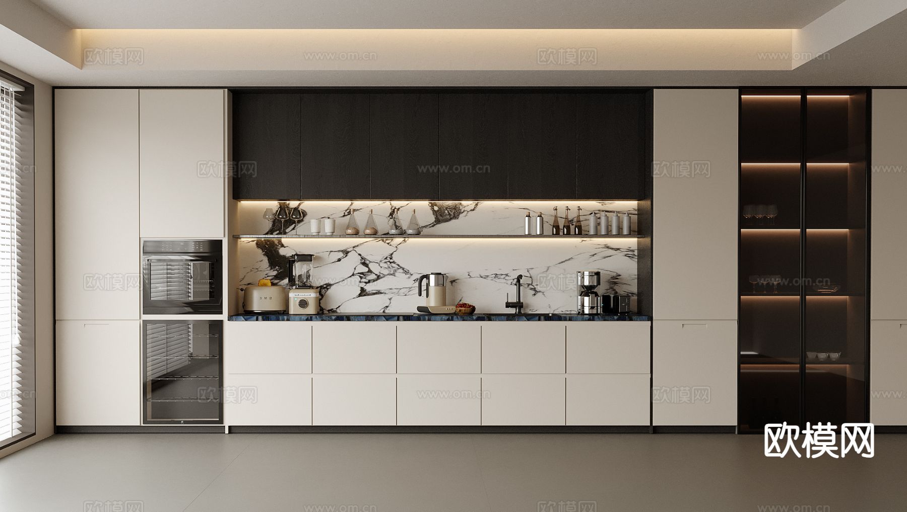 现代酒柜 餐边柜su模型下载（渲染图2）