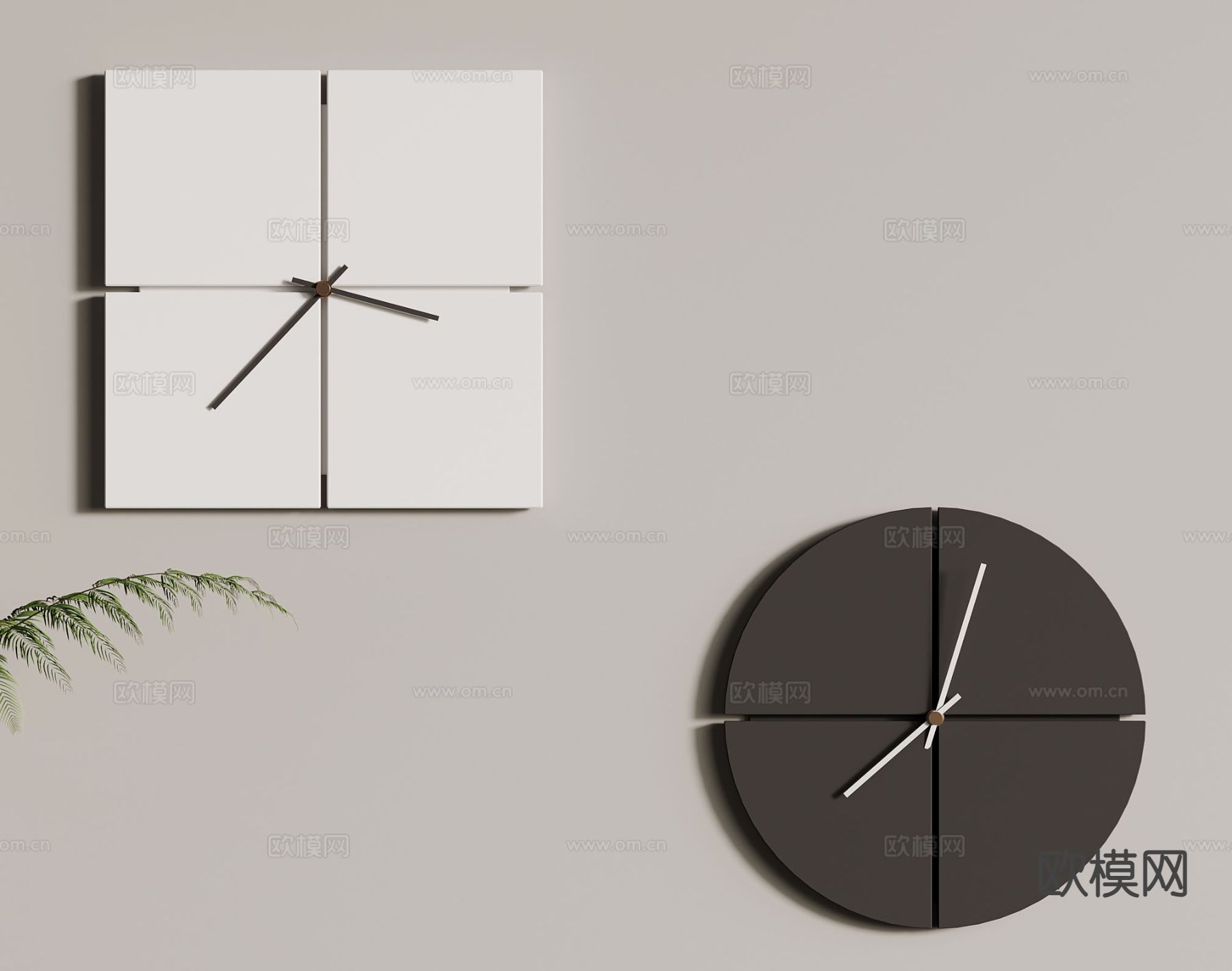 现代钟表 挂表su模型下载（渲染图2）