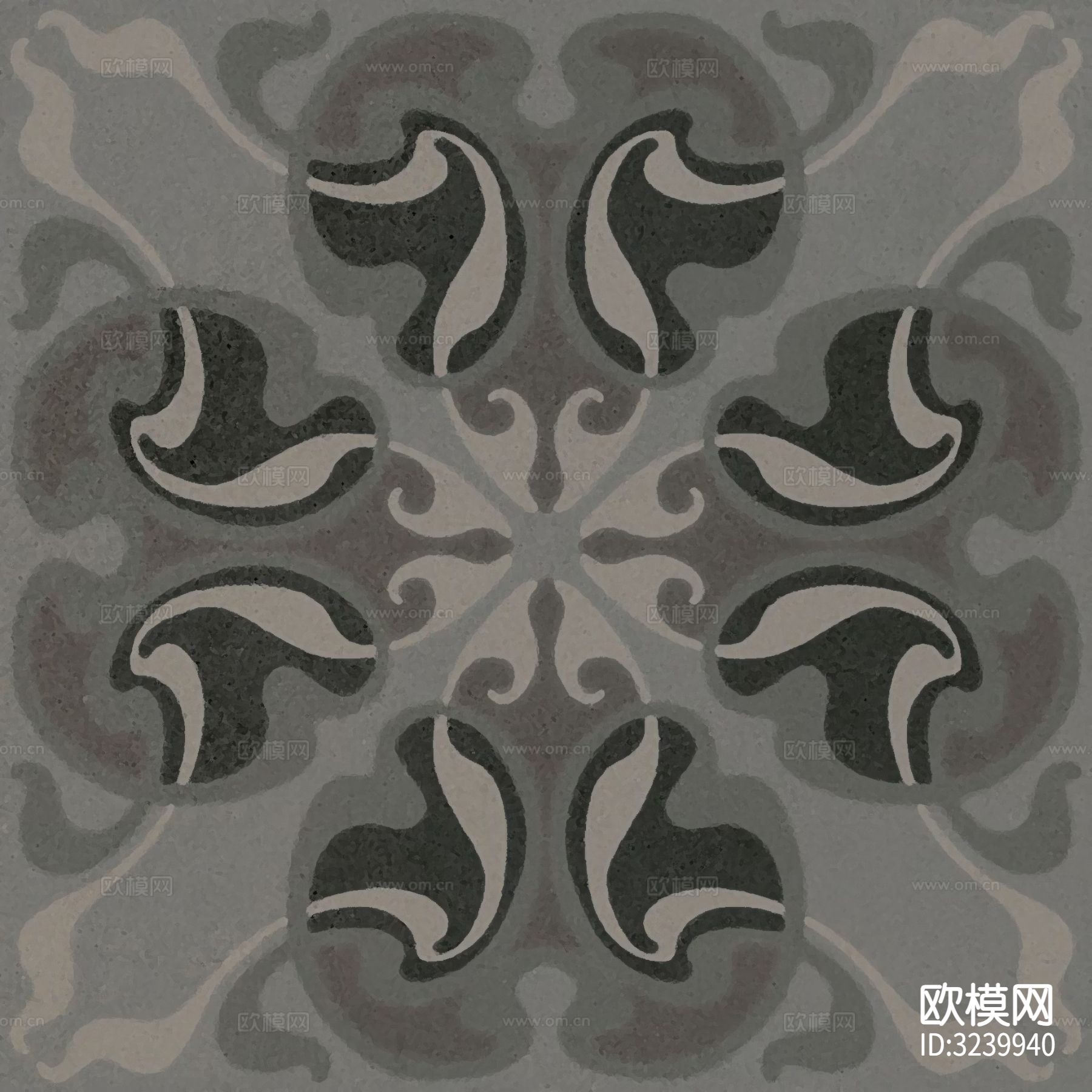 黑色现代简约花砖贴图下载