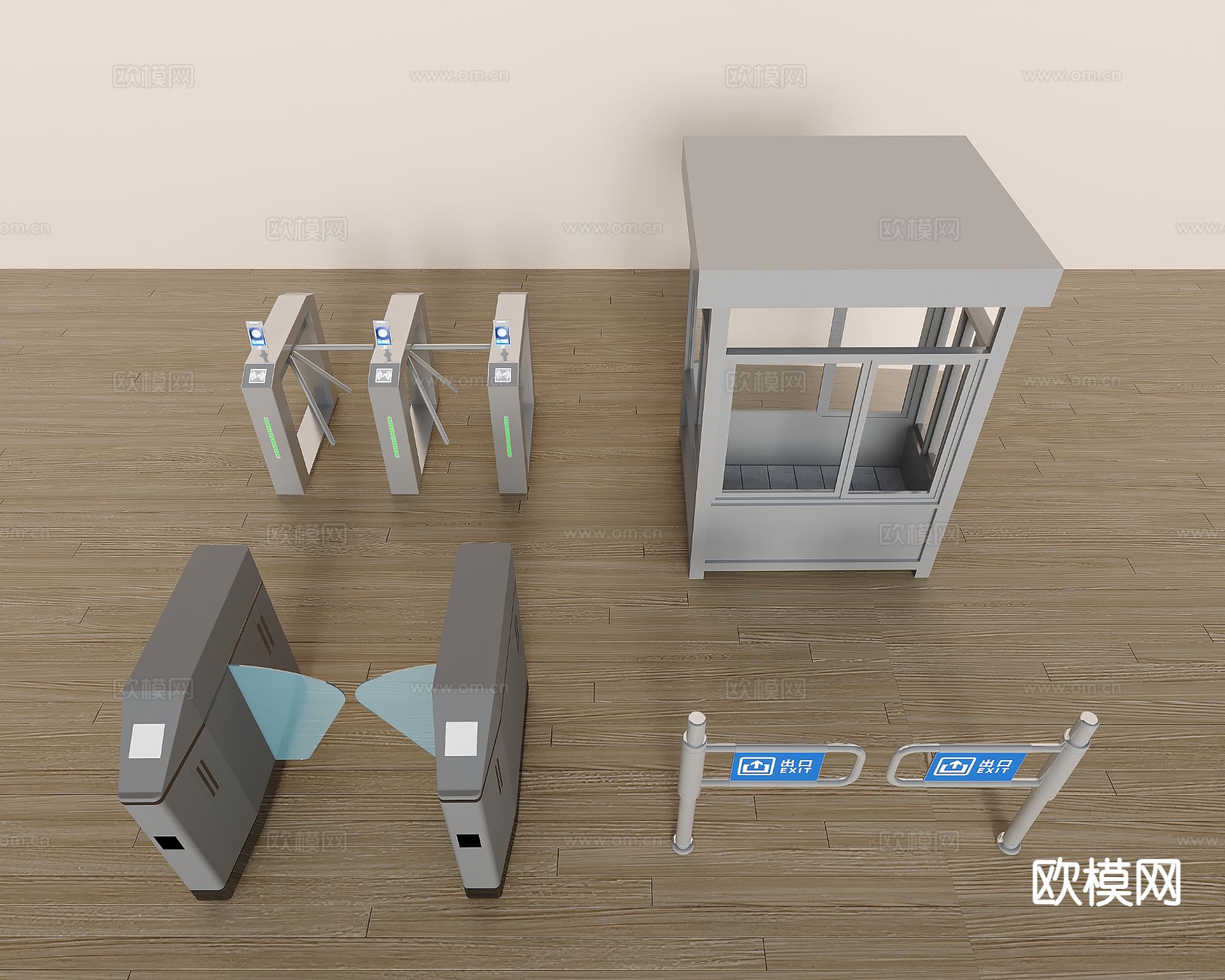 现代门禁机 闸机 安检入口3d模型