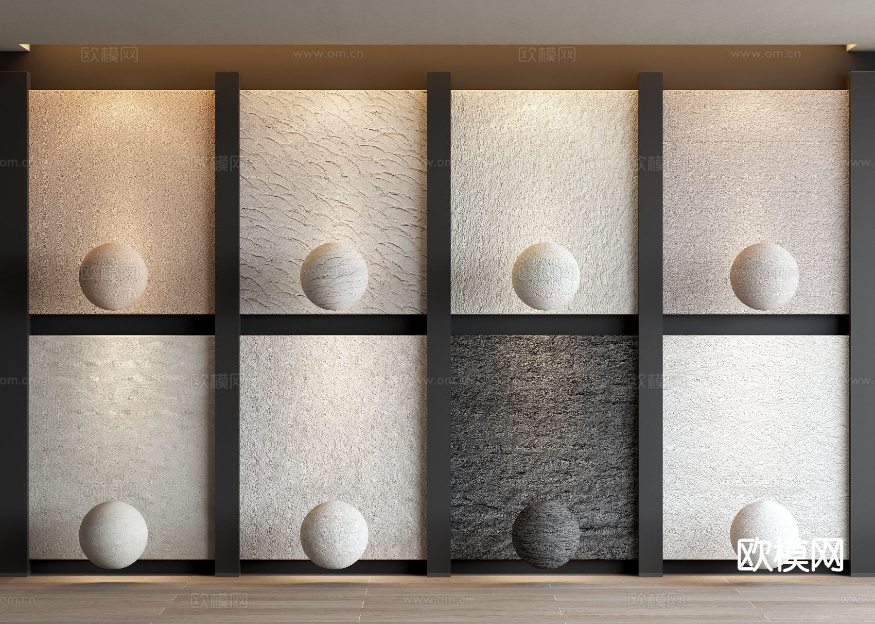 肌理漆 艺术漆 微水泥 硅藻泥墙面su模型下载（渲染图2）