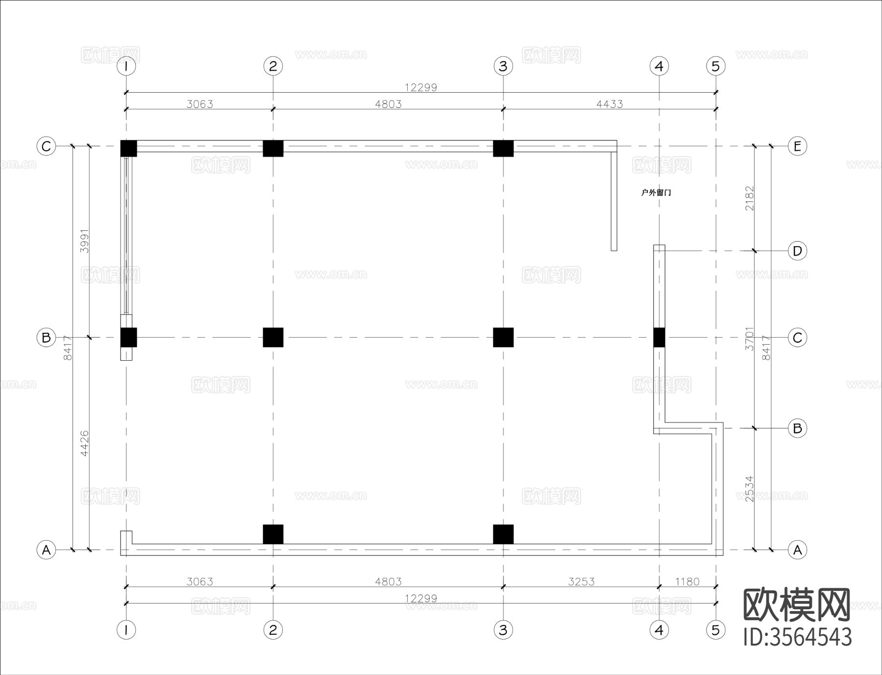 空调店面CAD平面图下载（渲染图1）