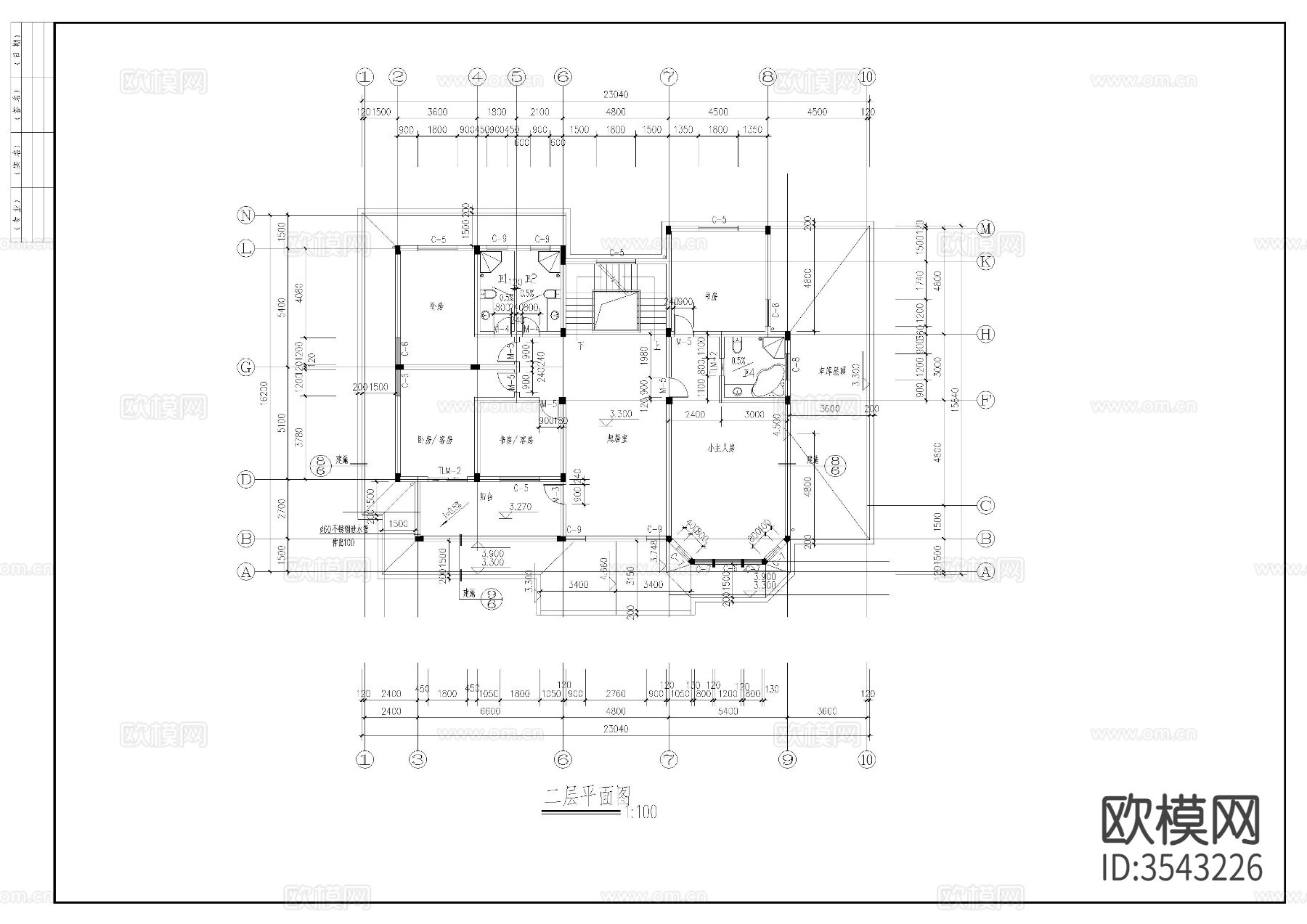 三层别墅建cad平面图下载（渲染图3）