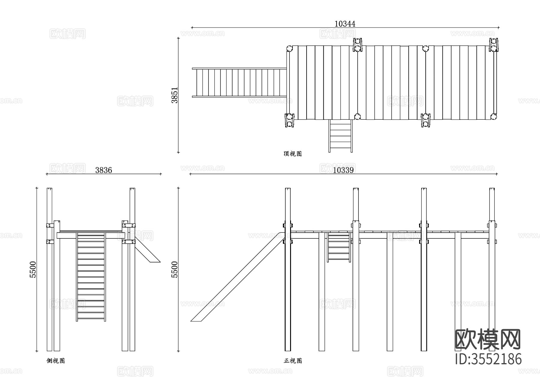 木码头cad立面图下载