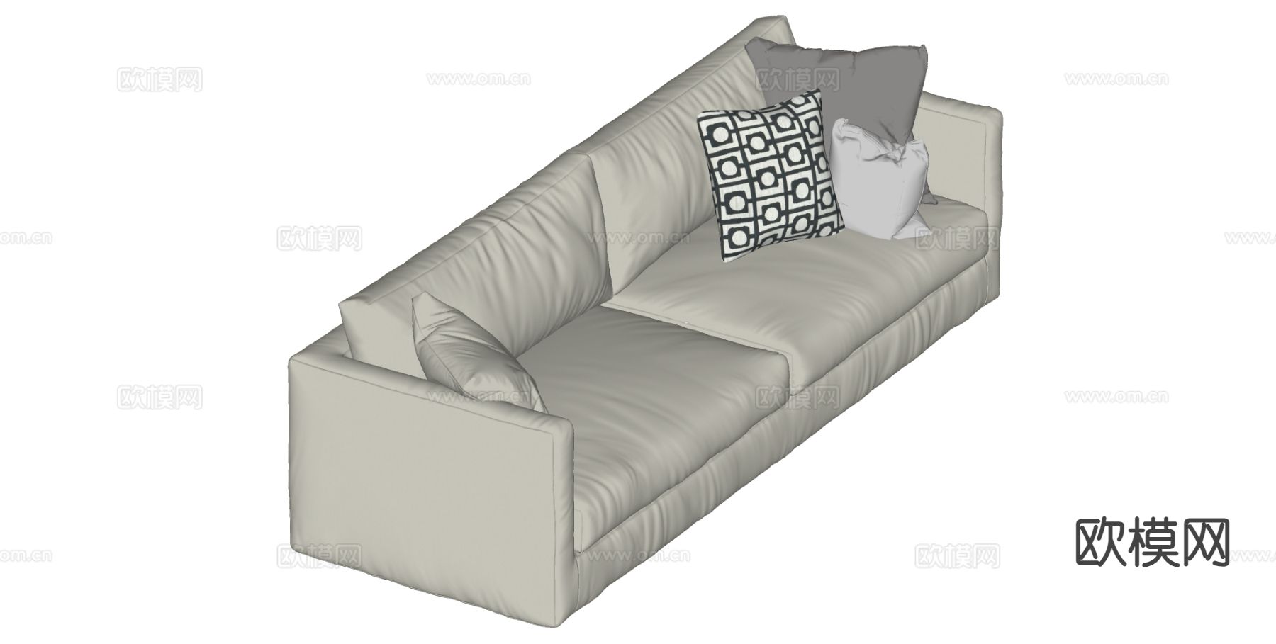 现代双人沙发su模型下载（渲染图1）