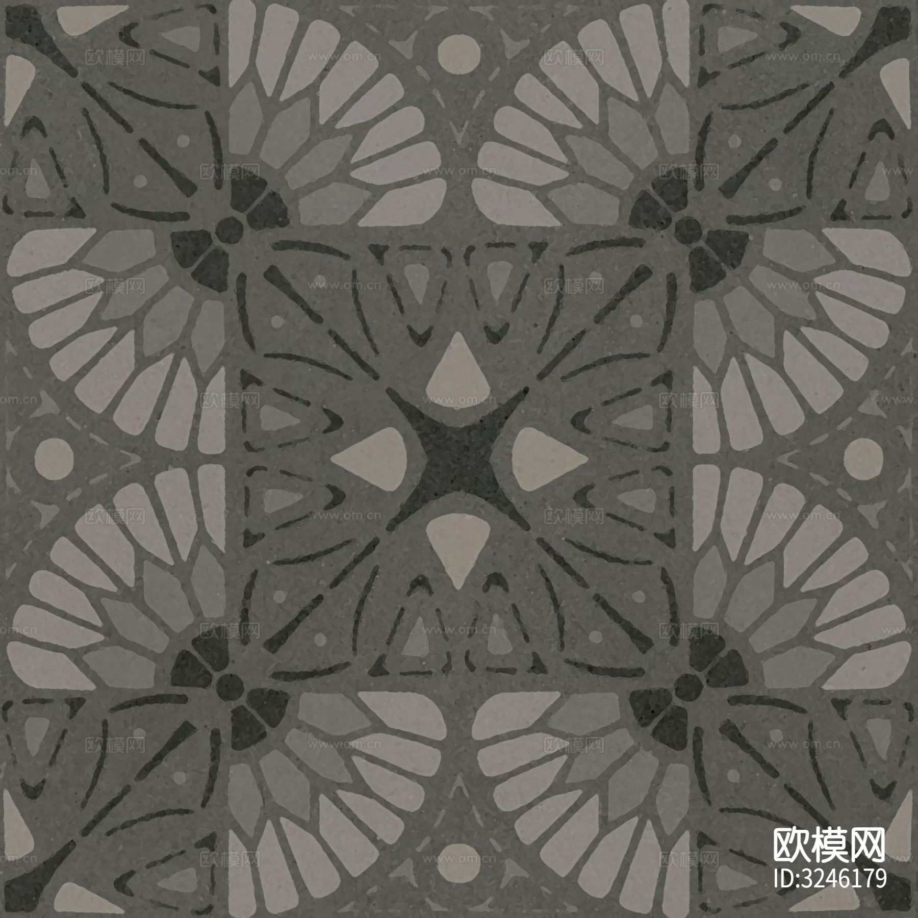 黑色现代简约花砖贴图下载（渲染图4）