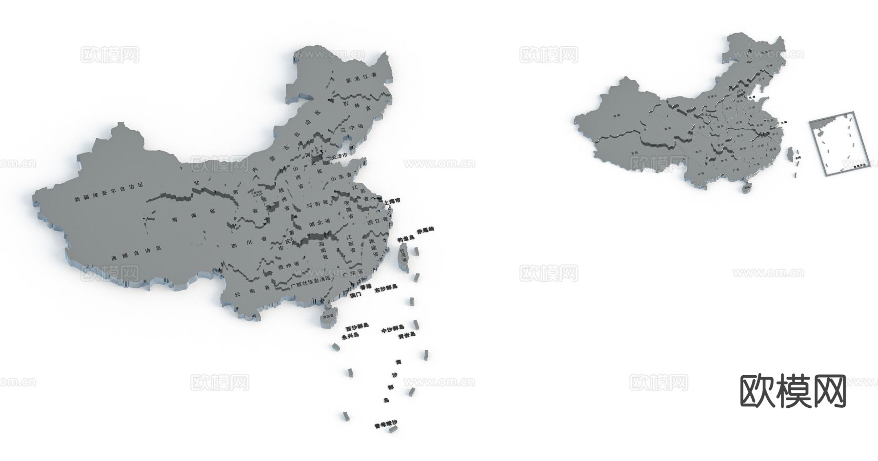 中国地图墙饰 中国个省份地图墙饰3d模型