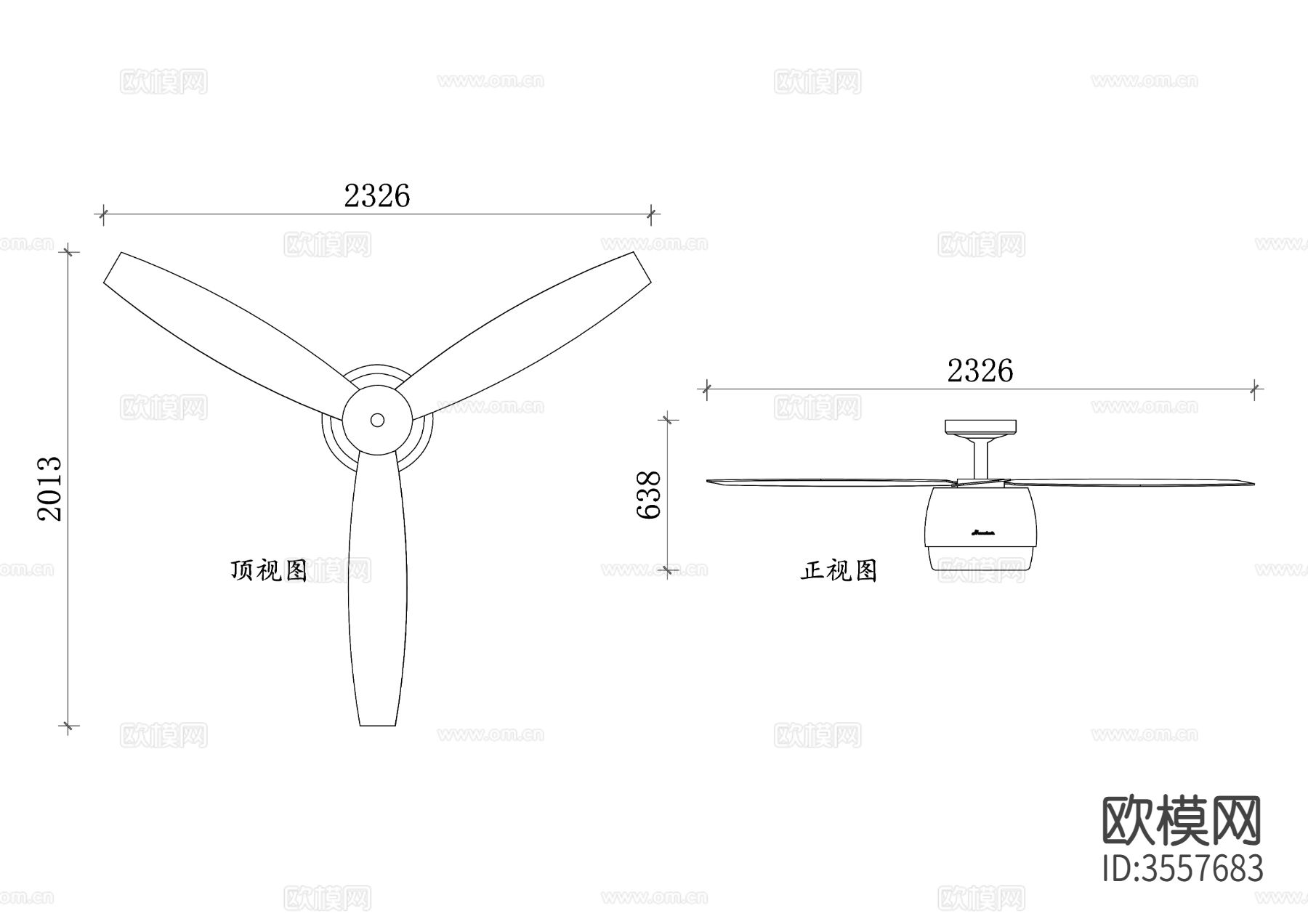铁质吊扇平立面图cad大样图下载