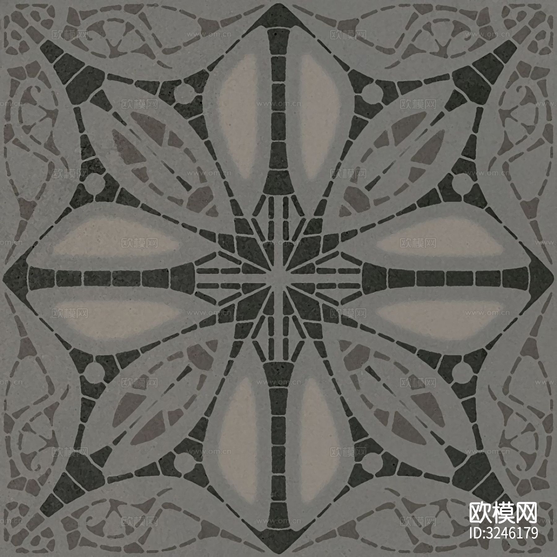 黑色现代简约花砖贴图下载（渲染图10）