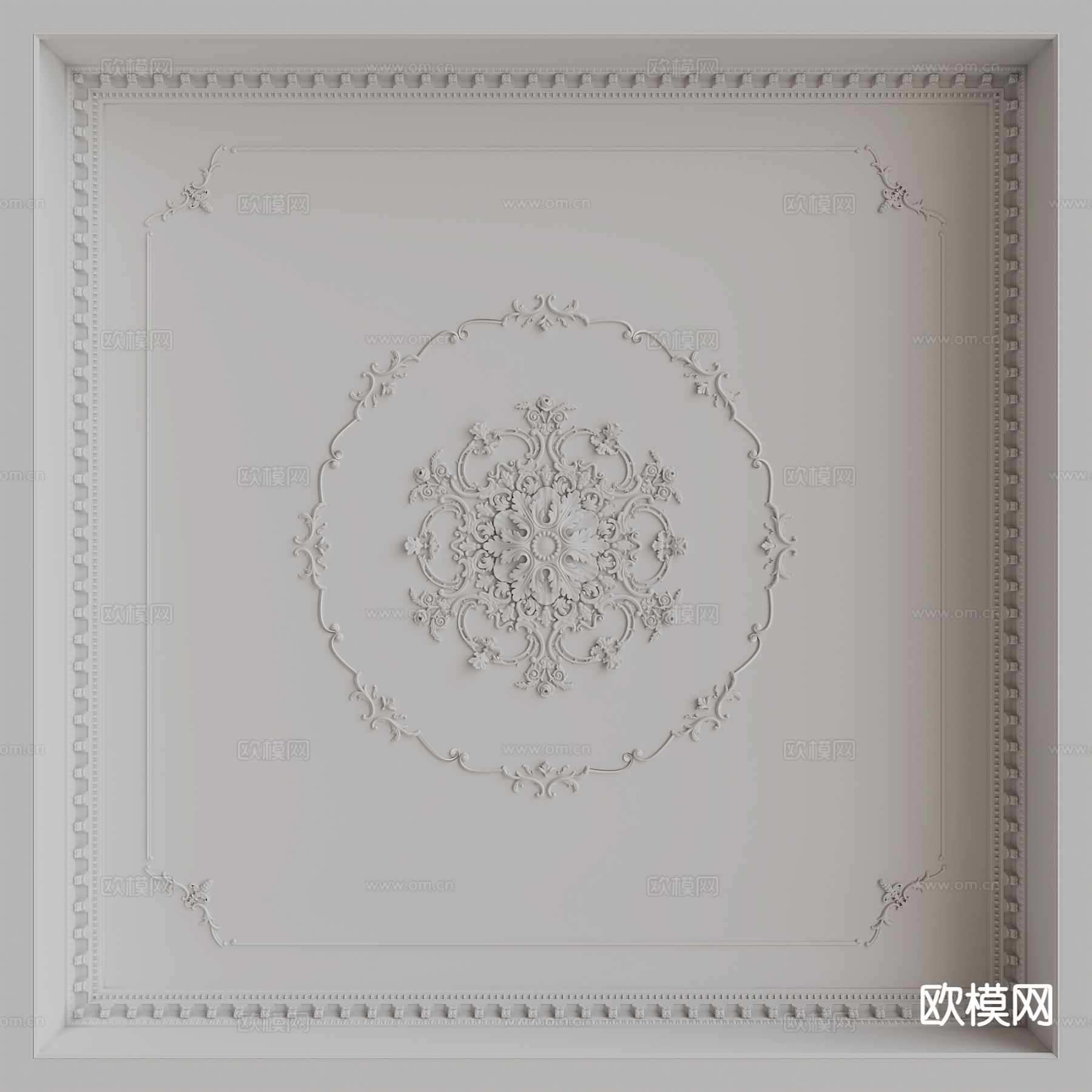 法式雕花灯盘线条su模型下载