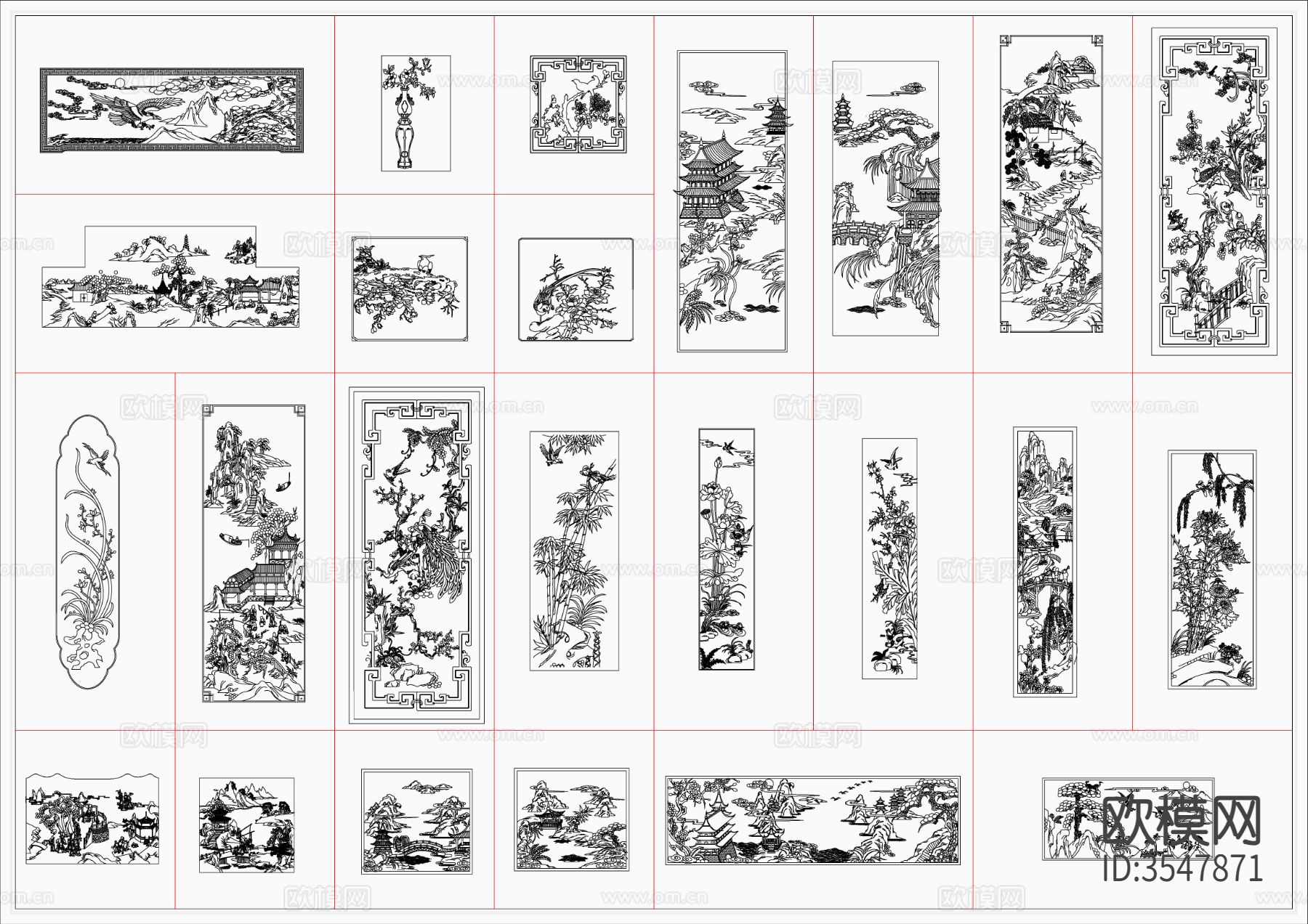 中式雕花雕花板精雕cad图库下载（渲染图3）
