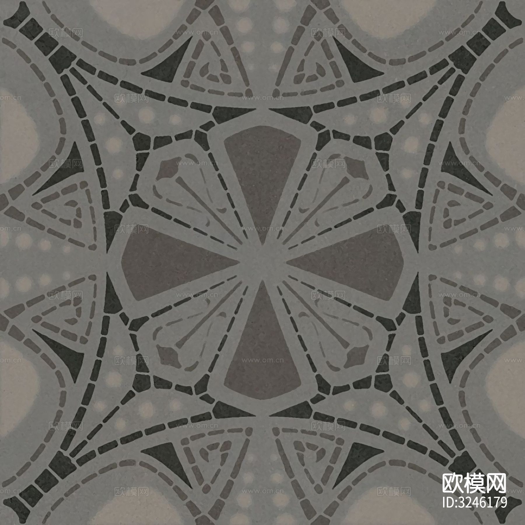 黑色现代简约花砖贴图下载（渲染图6）