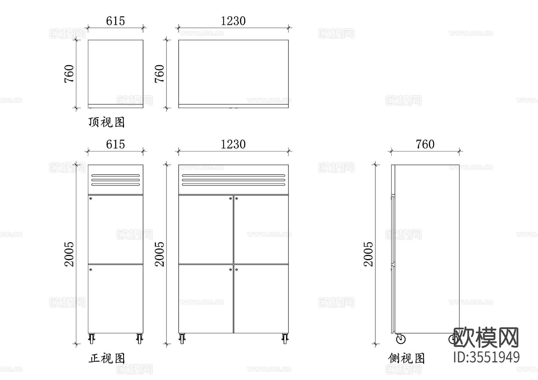立式冰柜cad立面图下载