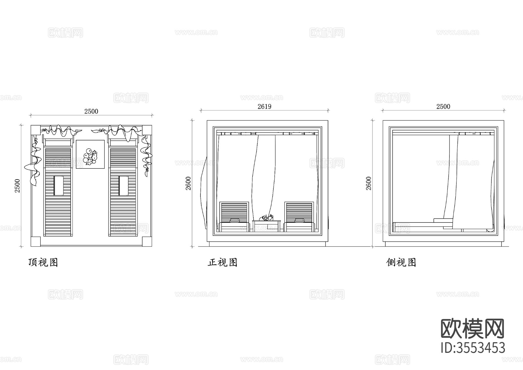 木质小屋cad立面图下载