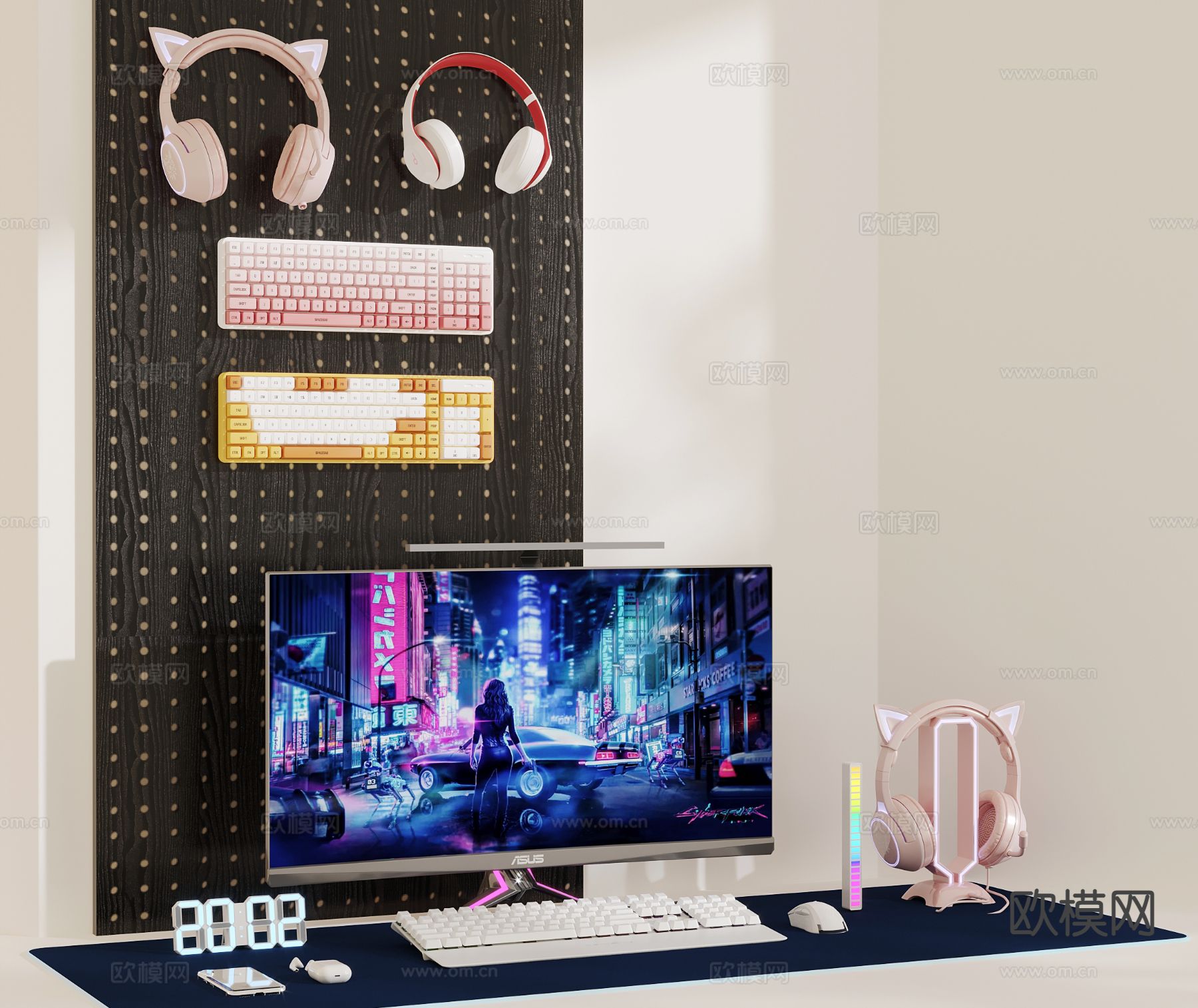 电脑 鼠标 显示屏 手机耳机su模型下载（渲染图2）